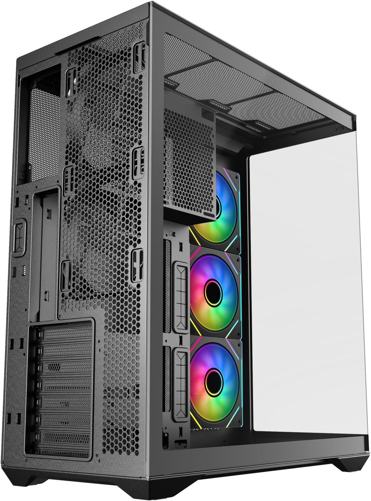 Alt view image 7 of 8 - SAMA V Cool Black Steel / Tempered Glass USB3.0/Type C ATX Full Tower Gaming Computer Case w/5 x ARGB Fans (Pre-Installed)