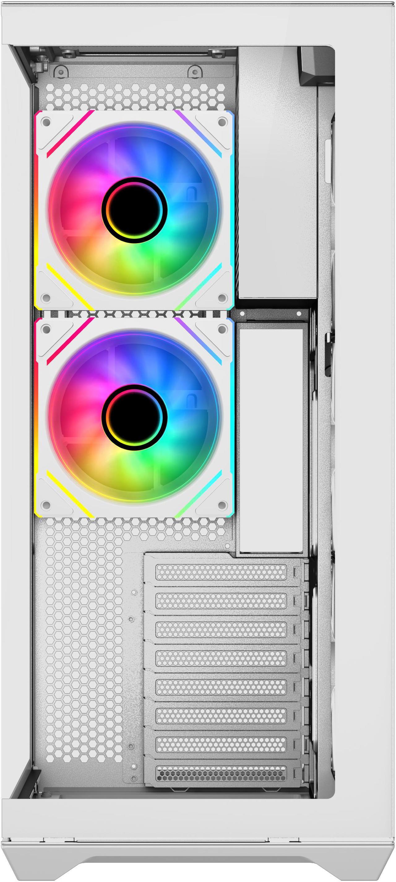 Alt view image 2 of 8 - SAMA V Cool White Steel / Tempered Glass USB3.0/Type C ATX Full Tower Gaming Computer Case w/5 x ARGB Fans (Pre-Installed)