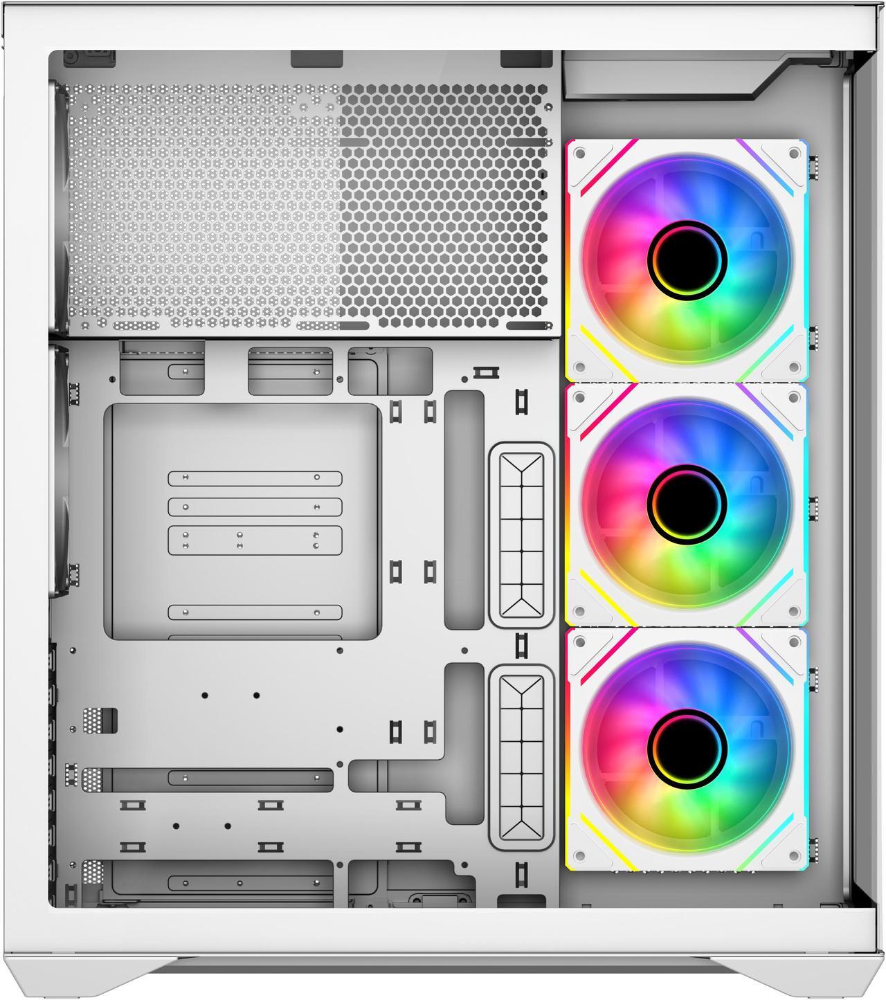 Alt view image 6 of 8 - SAMA V Cool White Steel / Tempered Glass USB3.0/Type C ATX Full Tower Gaming Computer Case w/5 x ARGB Fans (Pre-Installed)