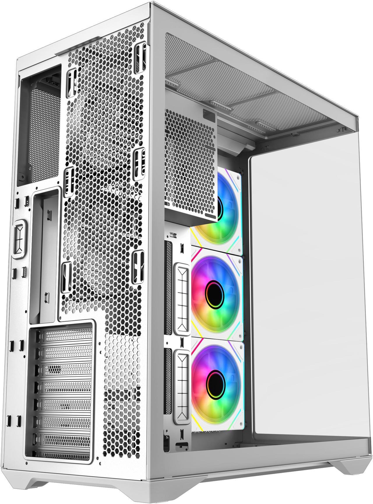 Alt view image 8 of 8 - SAMA V Cool White Steel / Tempered Glass USB3.0/Type C ATX Full Tower Gaming Computer Case w/5 x ARGB Fans (Pre-Installed)