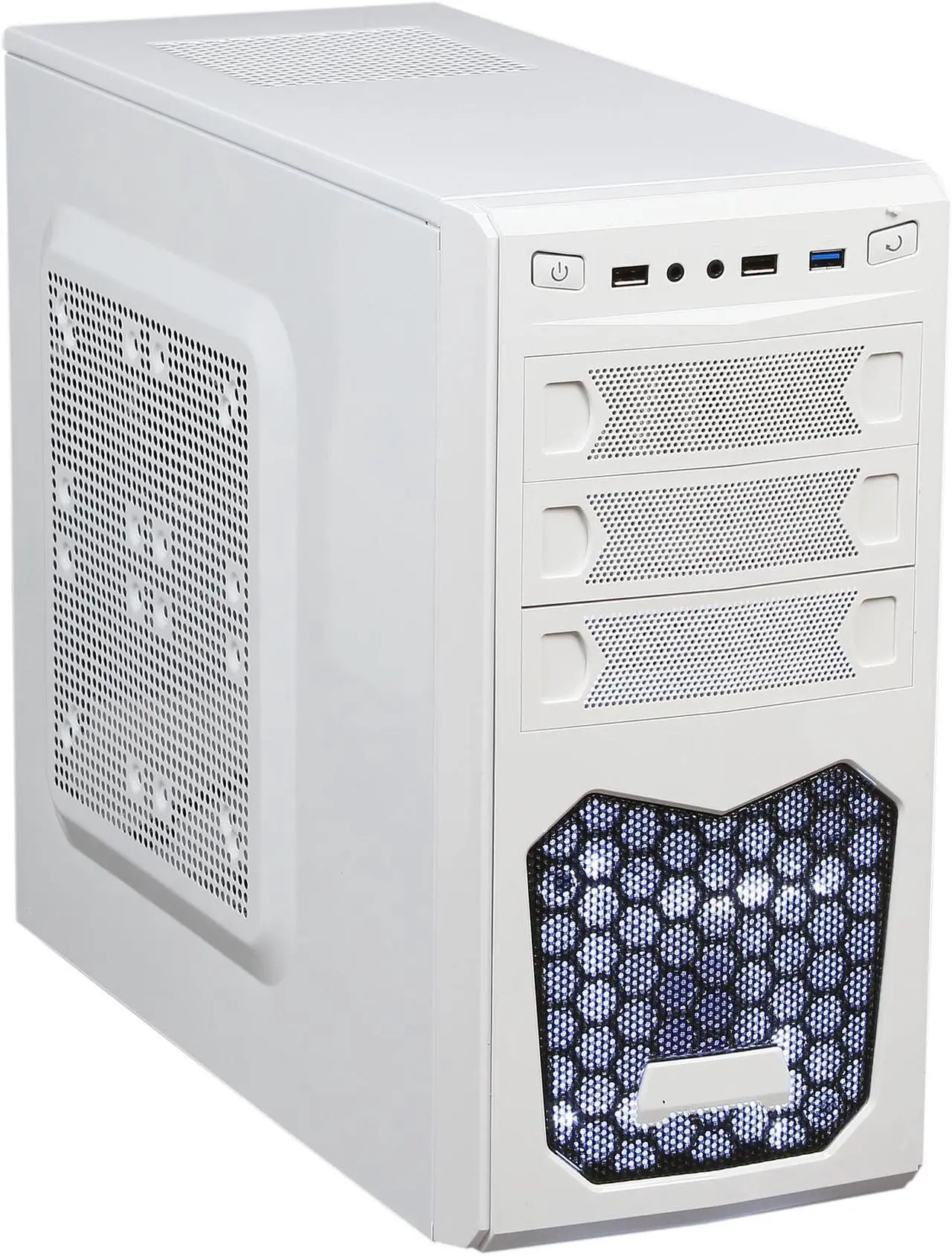 Main image of XION XON-560 mATX/ ITX Meshed Mini Tower Case, USB 3.0, White/Blue LED