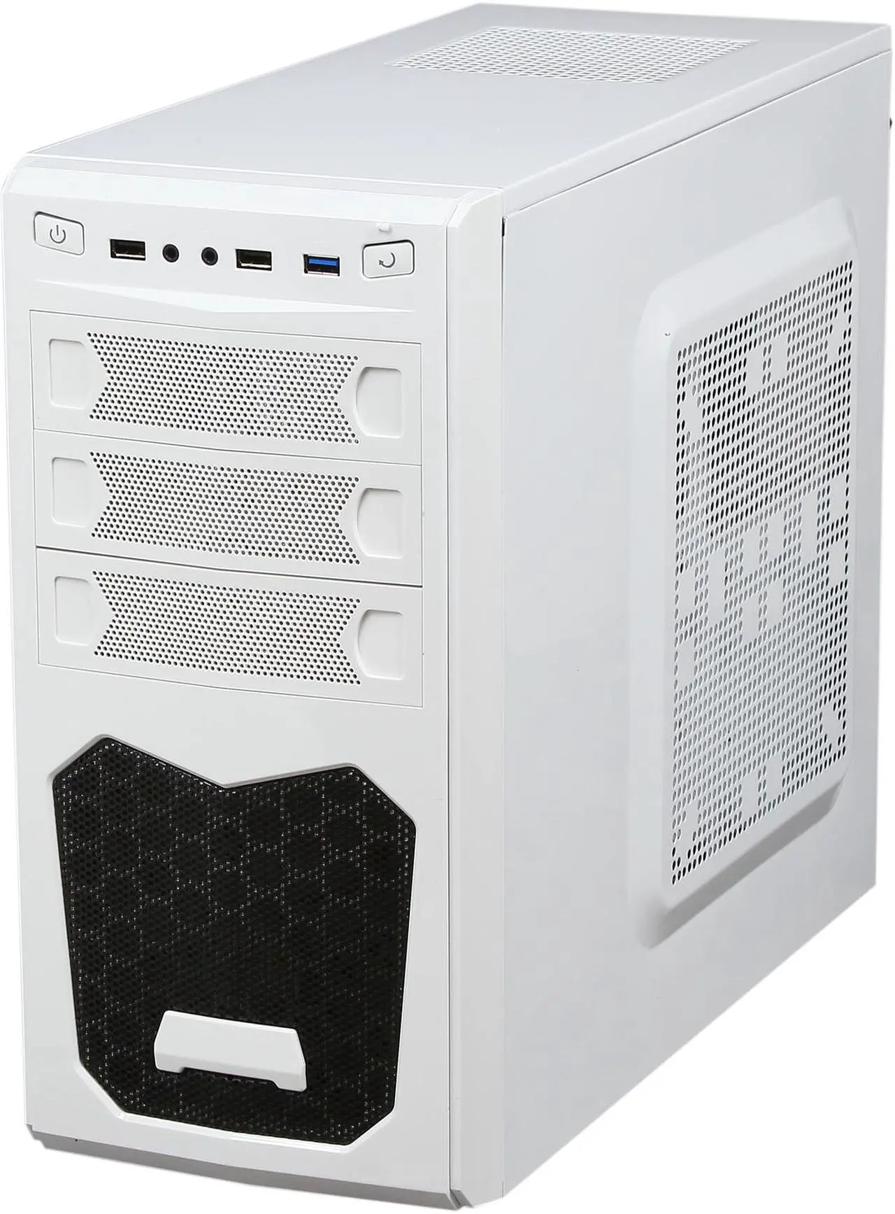 Alt view image 3 of 9 - XION XON-560 mATX/ ITX Meshed Mini Tower Case, USB 3.0, White/Blue LED