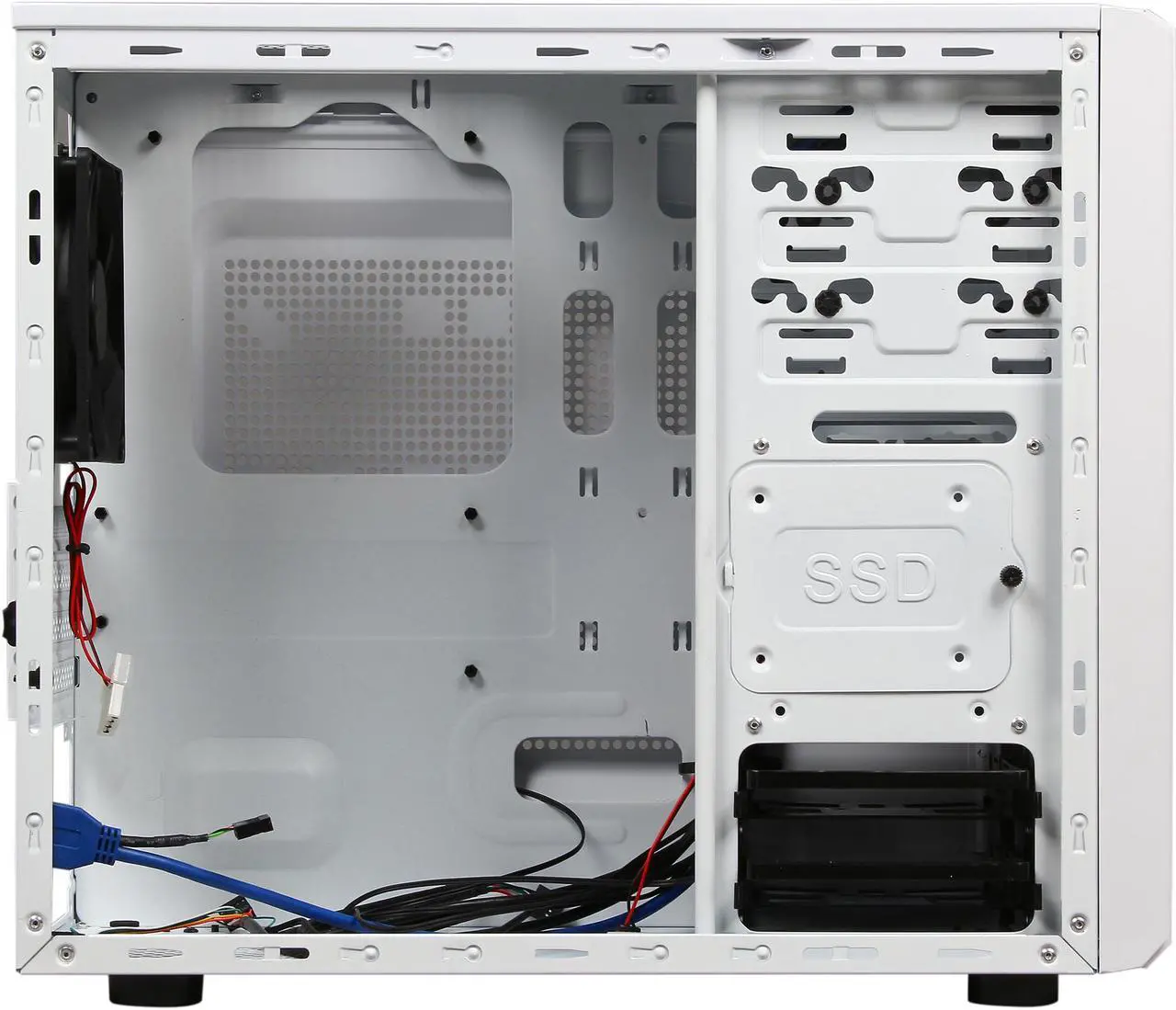 Alt view image 6 of 9 - XION XON-560 mATX/ ITX Meshed Mini Tower Case, USB 3.0, White/Blue LED