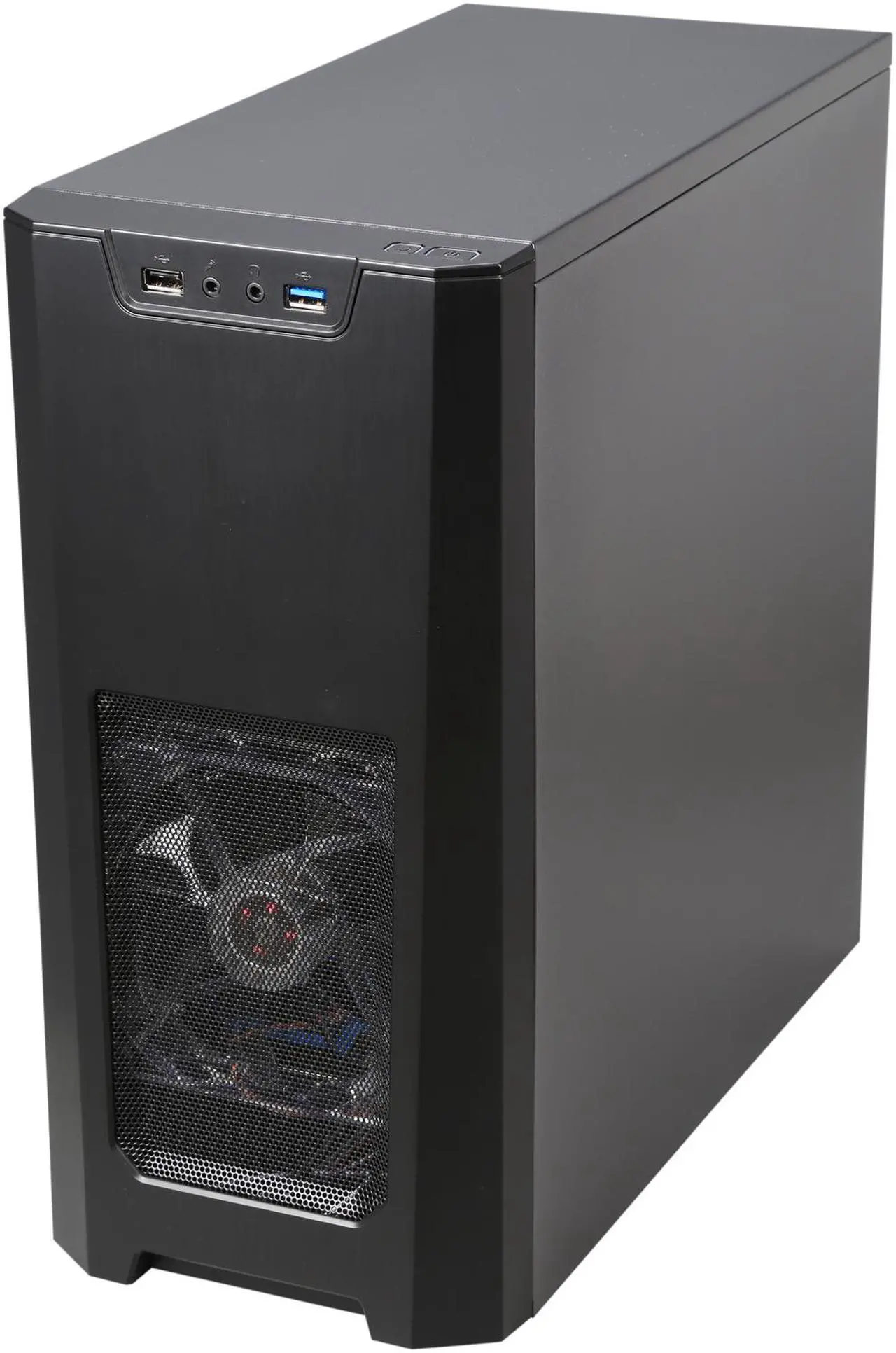 Alt view image 4 of 9 - XION Gaming Series XON-310_BK Black with Blue LED Light Steel / Plastic Micro ATX Mid Tower Computer Case