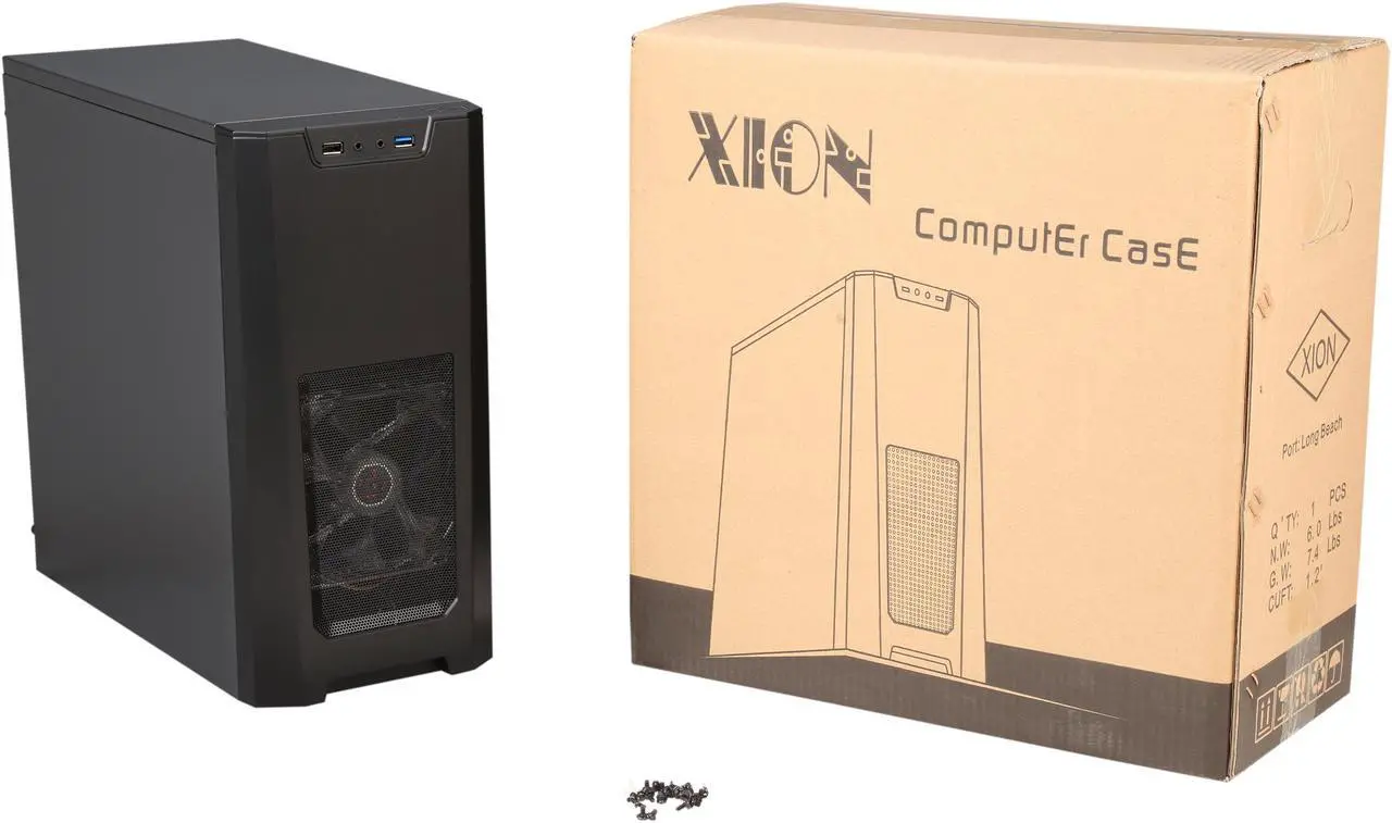 Alt view image 10 of 9 - XION Gaming Series XON-310_BK Black with Blue LED Light Steel / Plastic Micro ATX Mid Tower Computer Case