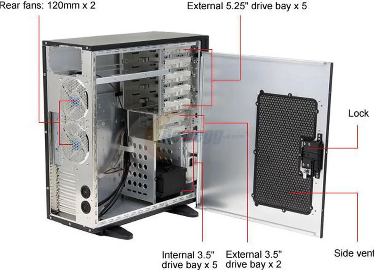 Alt view image 8 of 14 - GIGABYTE 3D AURORA GZ-FSCA1-ANB Black Aluminum ATX Full Tower Computer Case