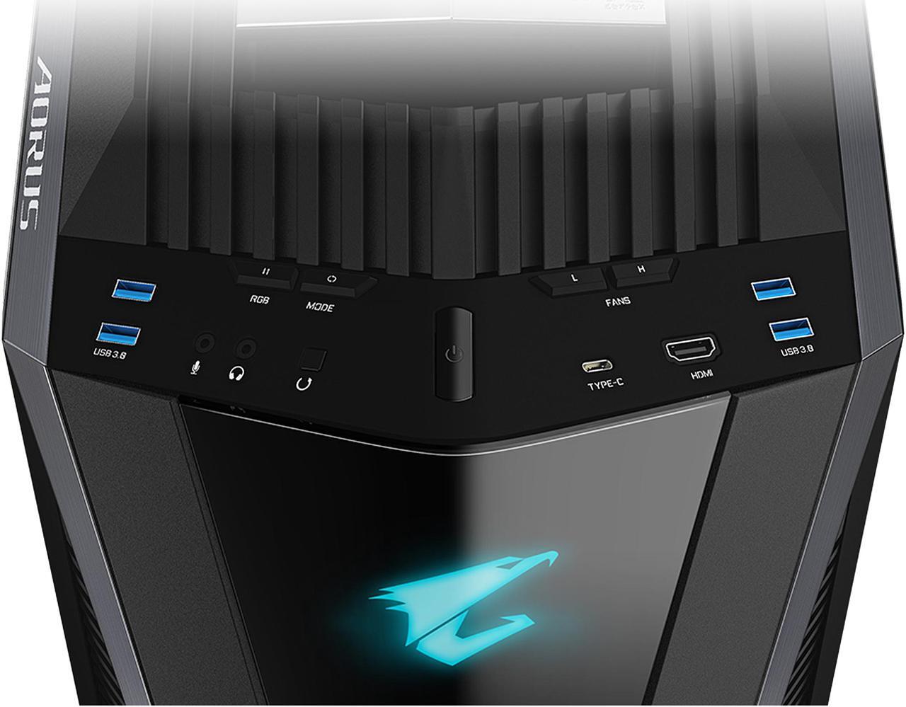 Alt view image 3 of 10 - GIGABYTE AORUS C700 GLASS GB-AC700G Black Aluminum / Steel / Plastic / Glass ATX Full Tower Computer Case