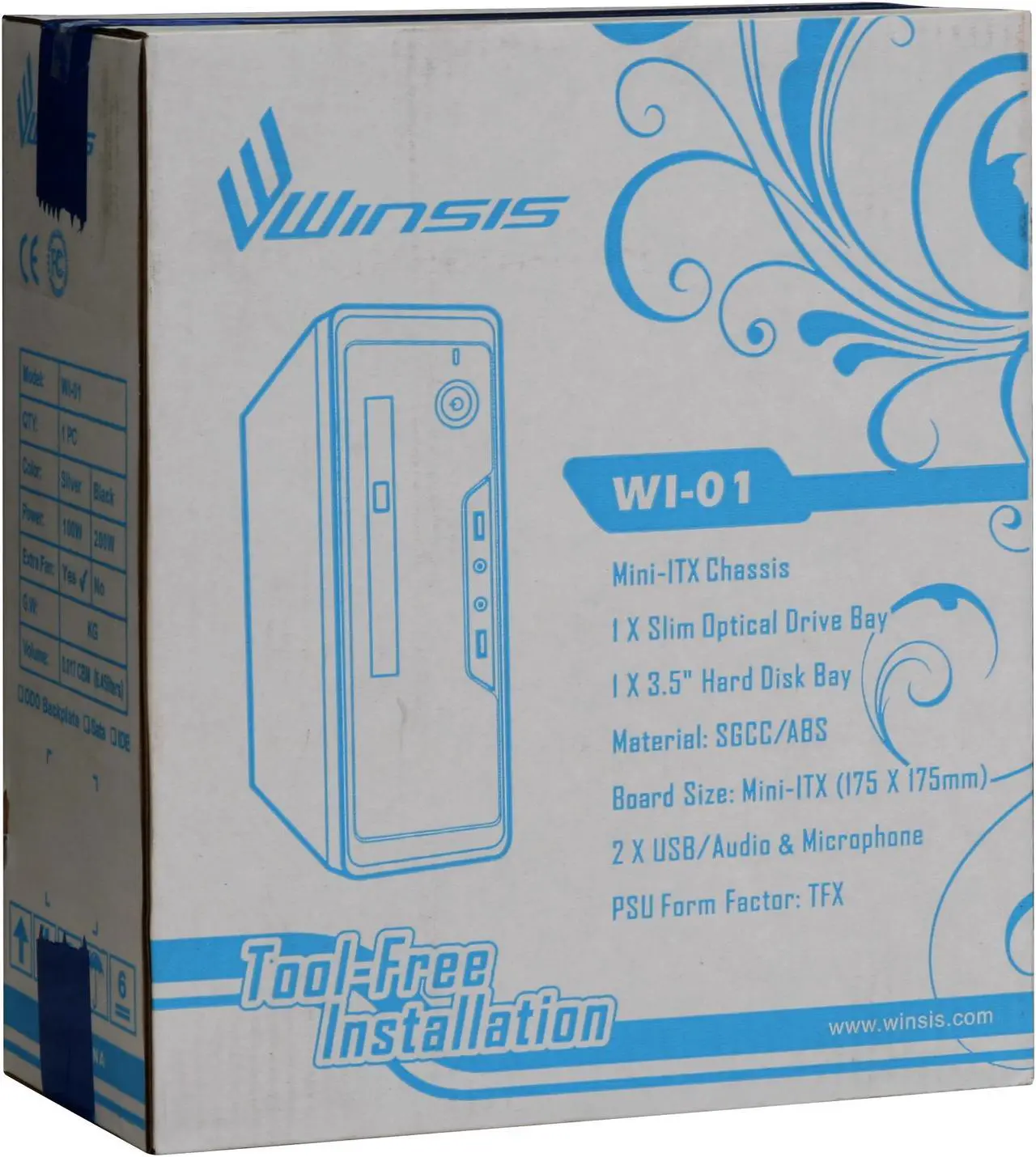 Alt view image 14 of 14 - Winsis Wi-01 Black SGCC / ABS Mini-ITX Tower Computer Case 200W Power Supply
