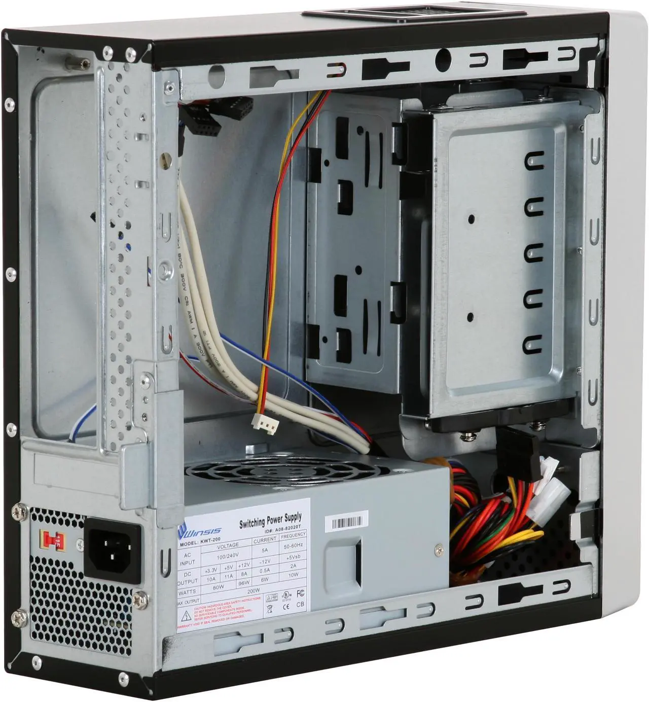 Alt view image 7 of 14 - Winsis Wi-01 Black SGCC / ABS Mini-ITX Tower Computer Case 200W Power Supply