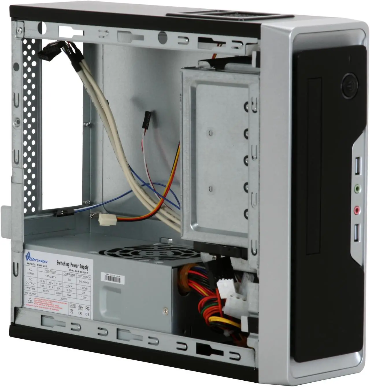 Alt view image 9 of 14 - Winsis Wi-01 Black SGCC / ABS Mini-ITX Tower Computer Case 200W Power Supply