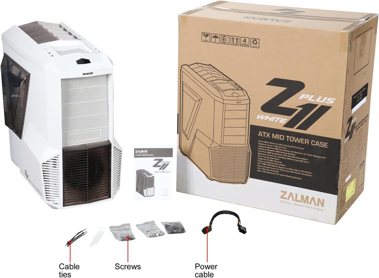 Alt view image 11 of 10 - ZALMAN Z11 Plus White Black Steel / Plastic ATX Mid Tower Computer Case