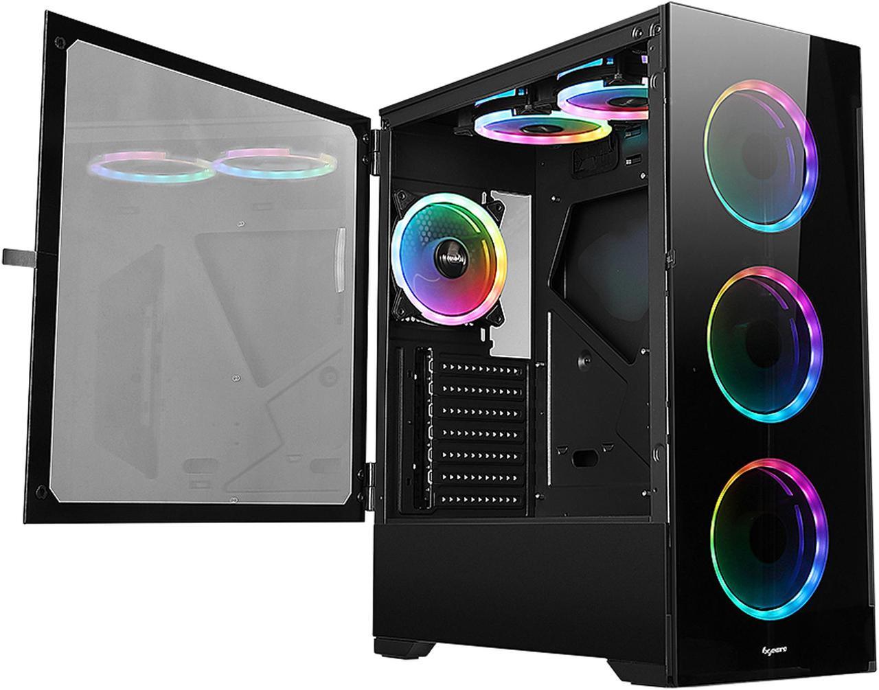 Alt view image 6 of 18 - Bgears b-Voguish-RGB Black Steel / Tempered Glass ATX Mid Tower Computer Case with 6 x 120mm ARGB Fan
