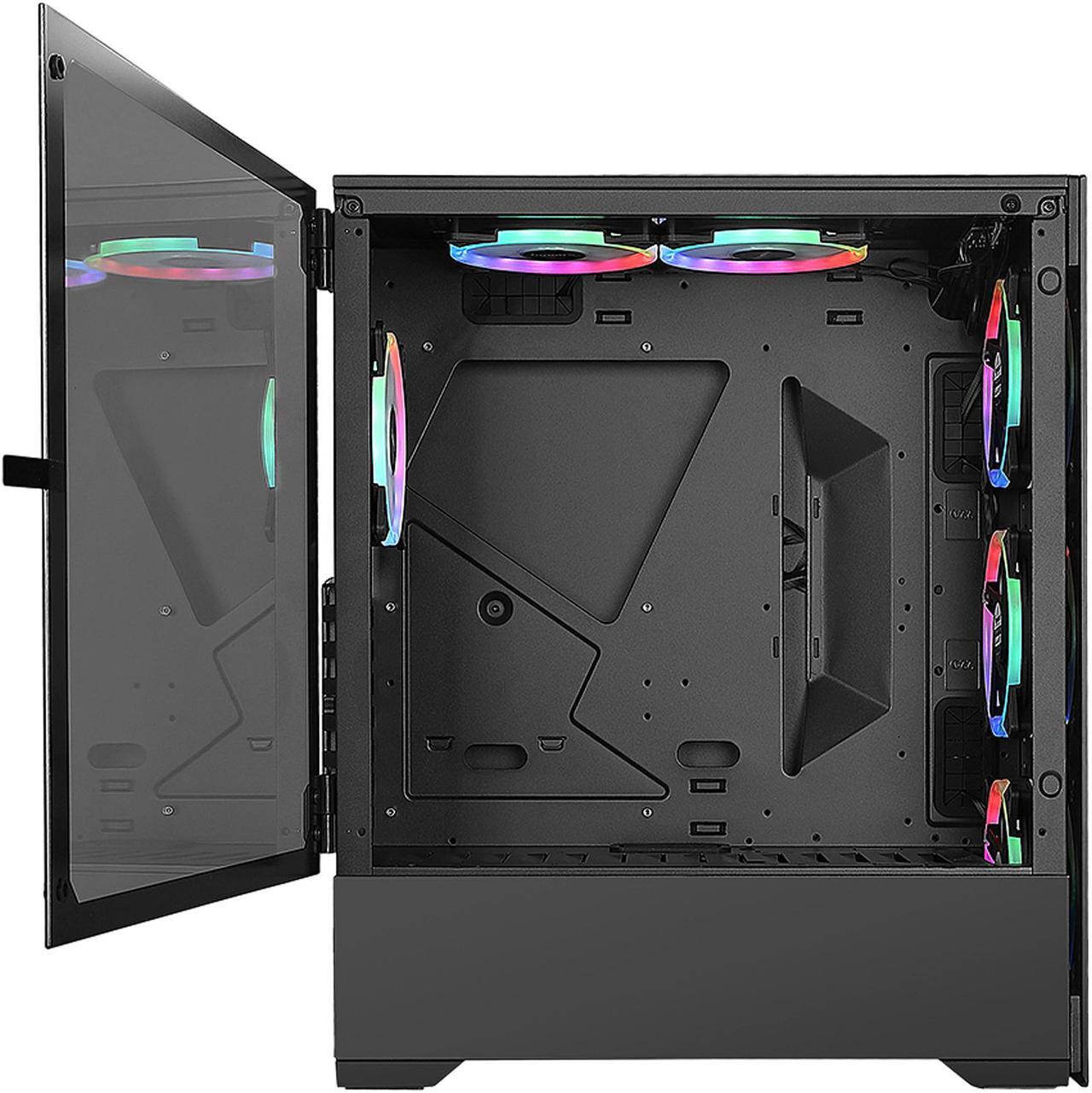 Alt view image 7 of 18 - Bgears b-Voguish-RGB Black Steel / Tempered Glass ATX Mid Tower Computer Case with 6 x 120mm ARGB Fan