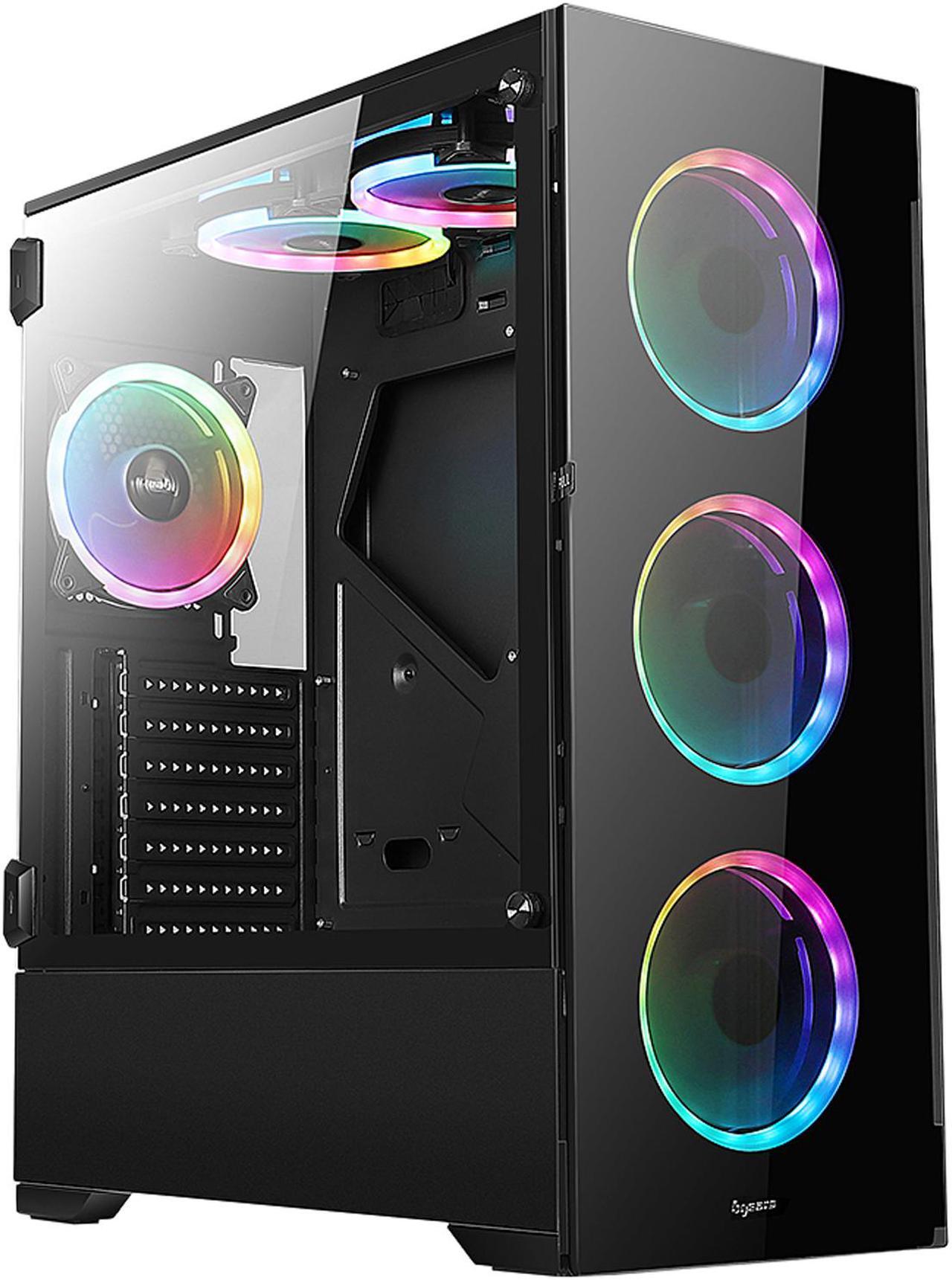 Alt view image 4 of 18 - Bgears b-Voguish-RGB Black Steel / Tempered Glass ATX Mid Tower Computer Case with 6 x 120mm ARGB Fan