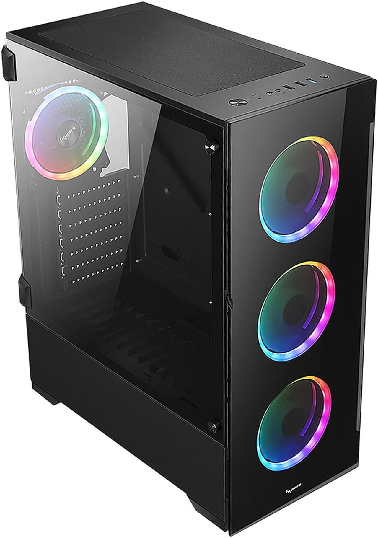 Alt view image 8 of 18 - Bgears b-Voguish-RGB Black Steel / Tempered Glass ATX Mid Tower Computer Case with 6 x 120mm ARGB Fan