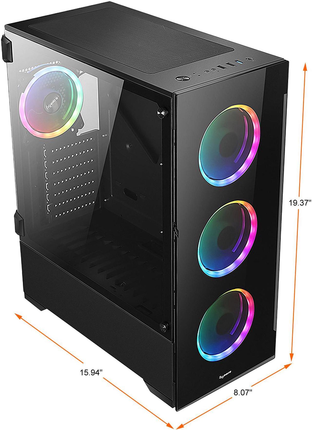 Alt view image 9 of 18 - Bgears b-Voguish-RGB Black Steel / Tempered Glass ATX Mid Tower Computer Case with 6 x 120mm ARGB Fan