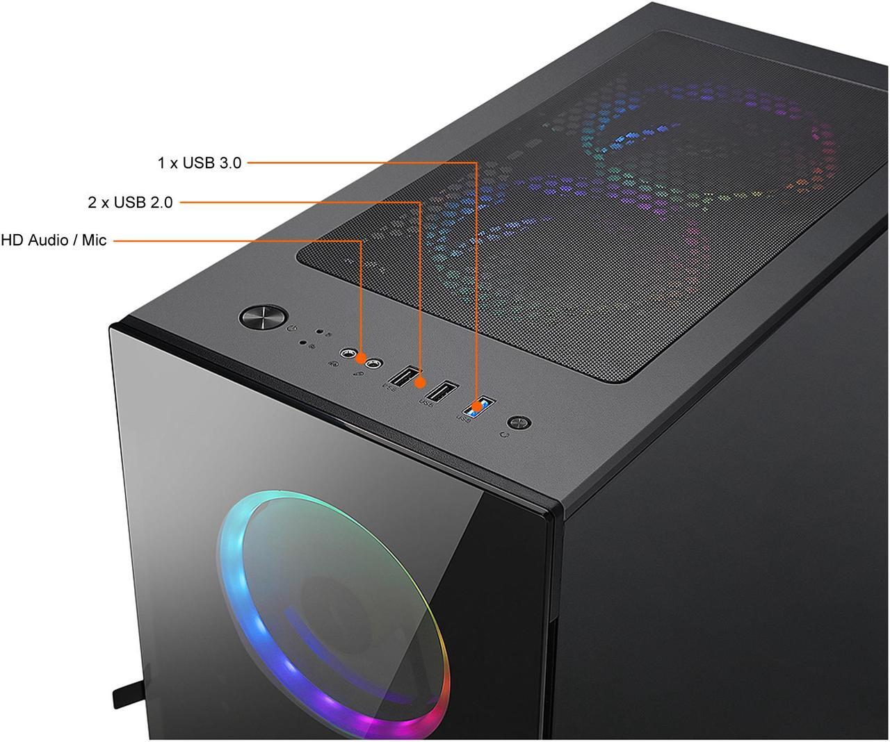 Alt view image 12 of 18 - Bgears b-Voguish-RGB Black Steel / Tempered Glass ATX Mid Tower Computer Case with 6 x 120mm ARGB Fan