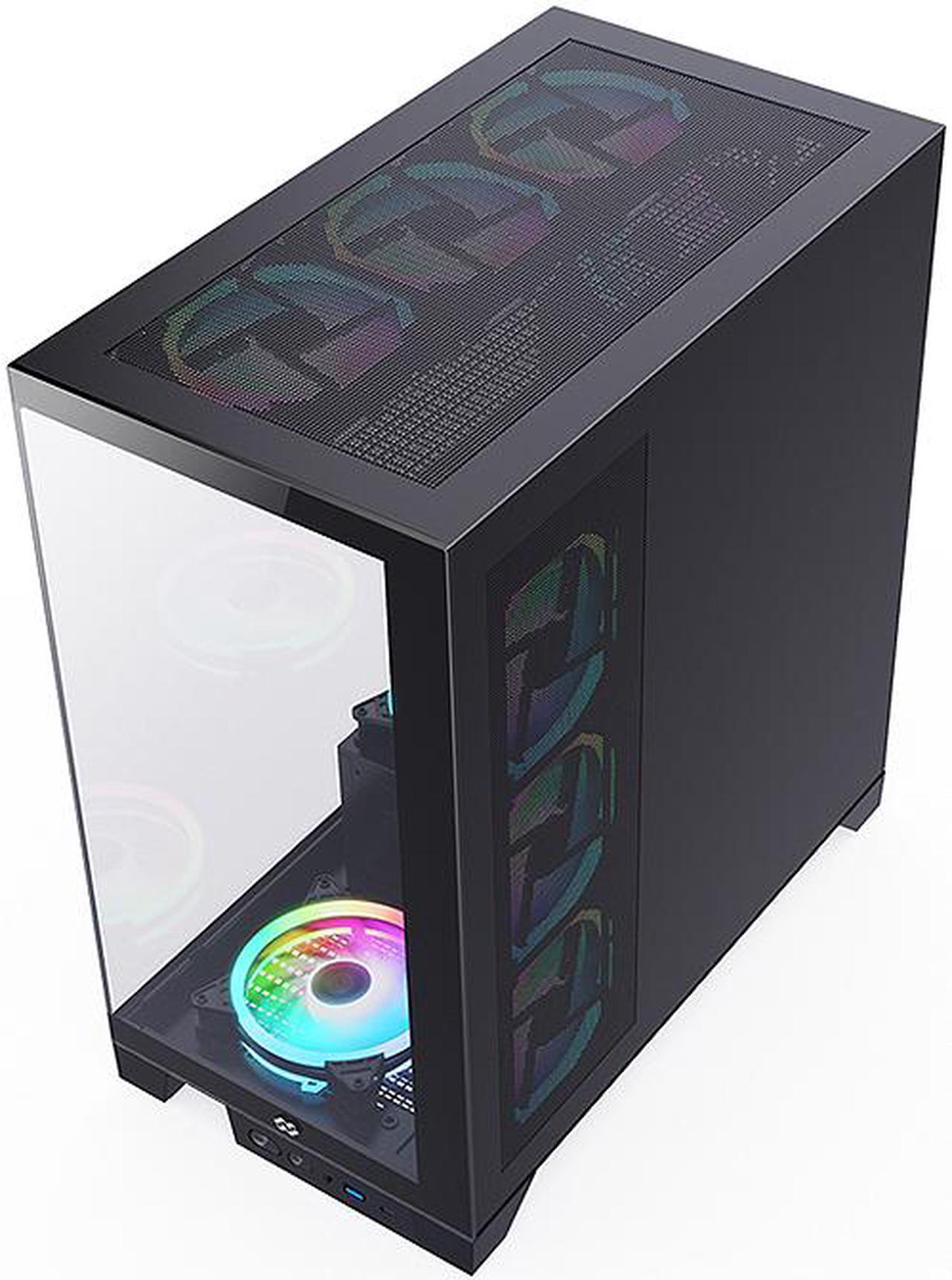 Alt view image 3 of 13 - Bgears b-Pellucid ATX Black Middle Tower ATX Tempered Glass Slim Mid Tower Crystal-Clear View with In?nity Tempered Glass Design