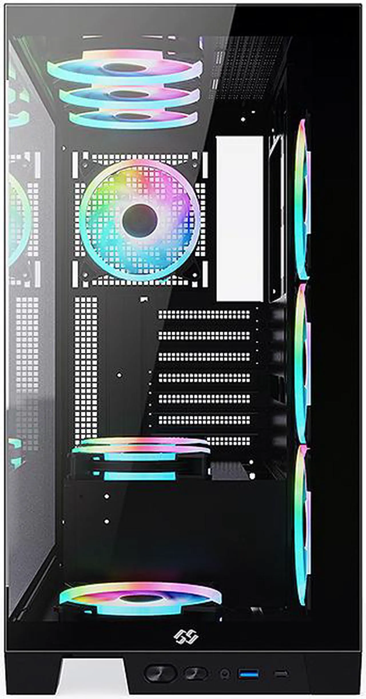 Alt view image 6 of 13 - Bgears b-Pellucid ATX Black Middle Tower ATX Tempered Glass Slim Mid Tower Crystal-Clear View with In?nity Tempered Glass Design