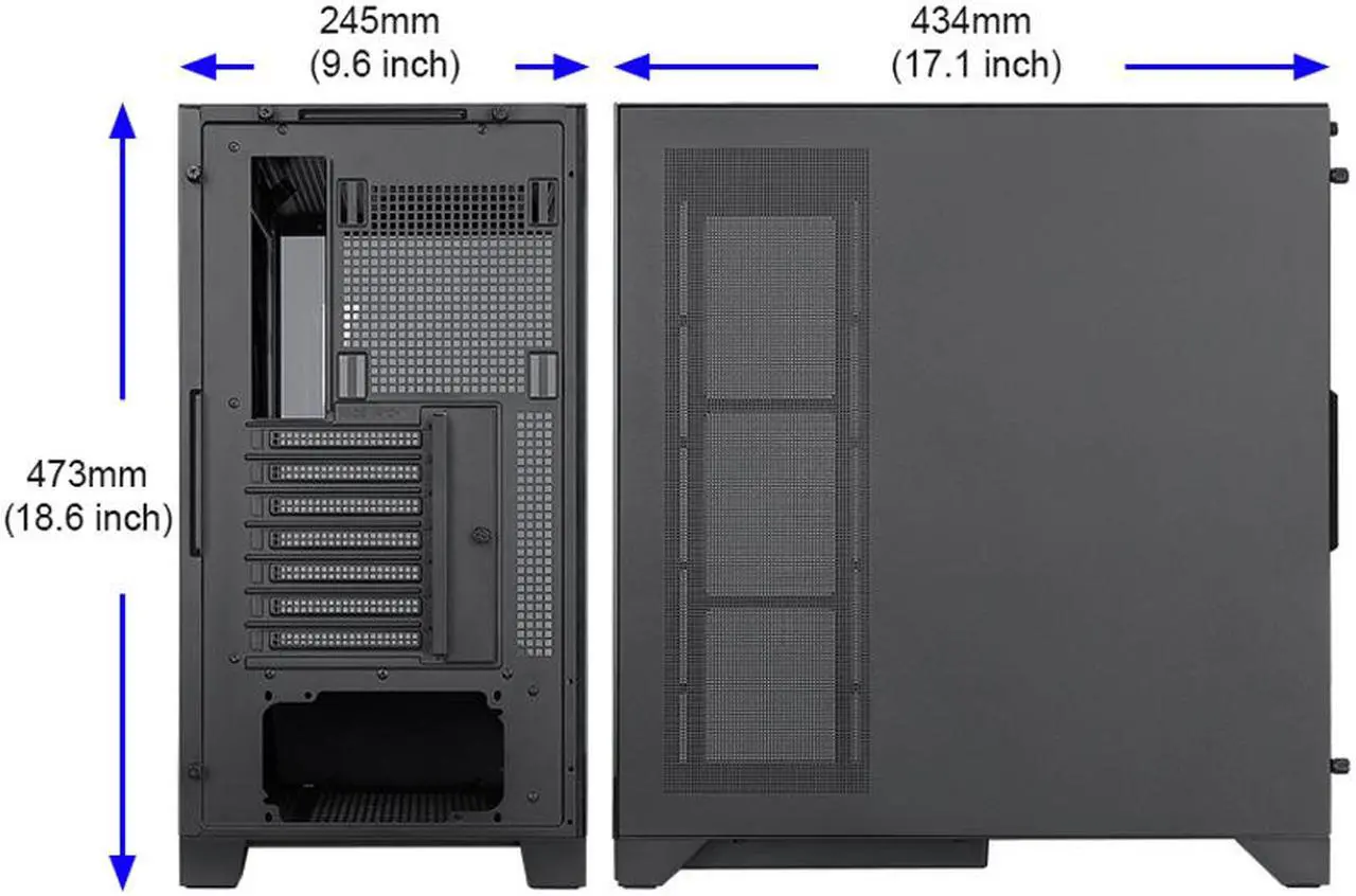 Alt view image 7 of 13 - Bgears b-Pellucid ATX Black Middle Tower ATX Tempered Glass Slim Mid Tower Crystal-Clear View with In?nity Tempered Glass Design