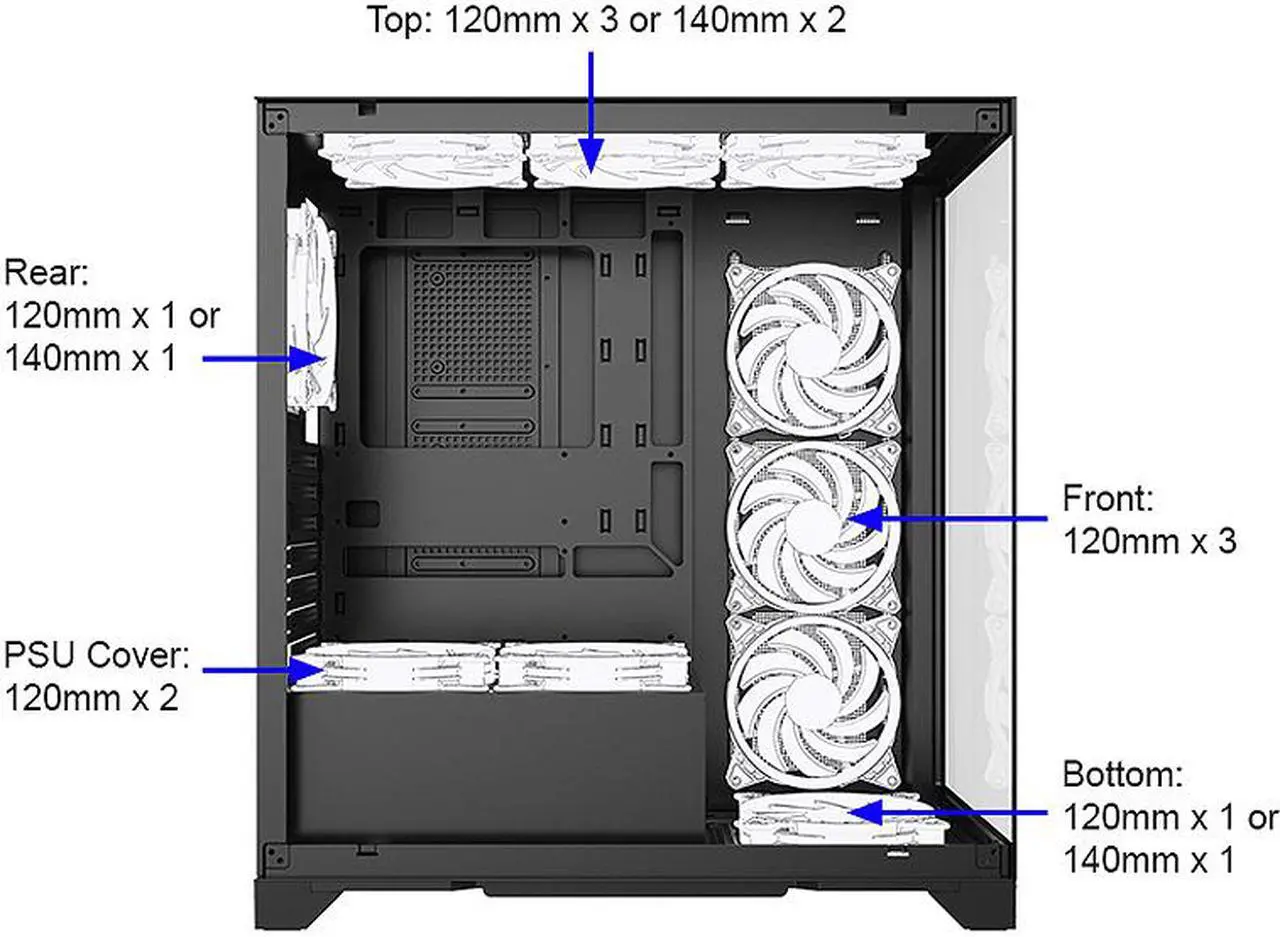 Alt view image 8 of 13 - Bgears b-Pellucid ATX Black Middle Tower ATX Tempered Glass Slim Mid Tower Crystal-Clear View with In?nity Tempered Glass Design