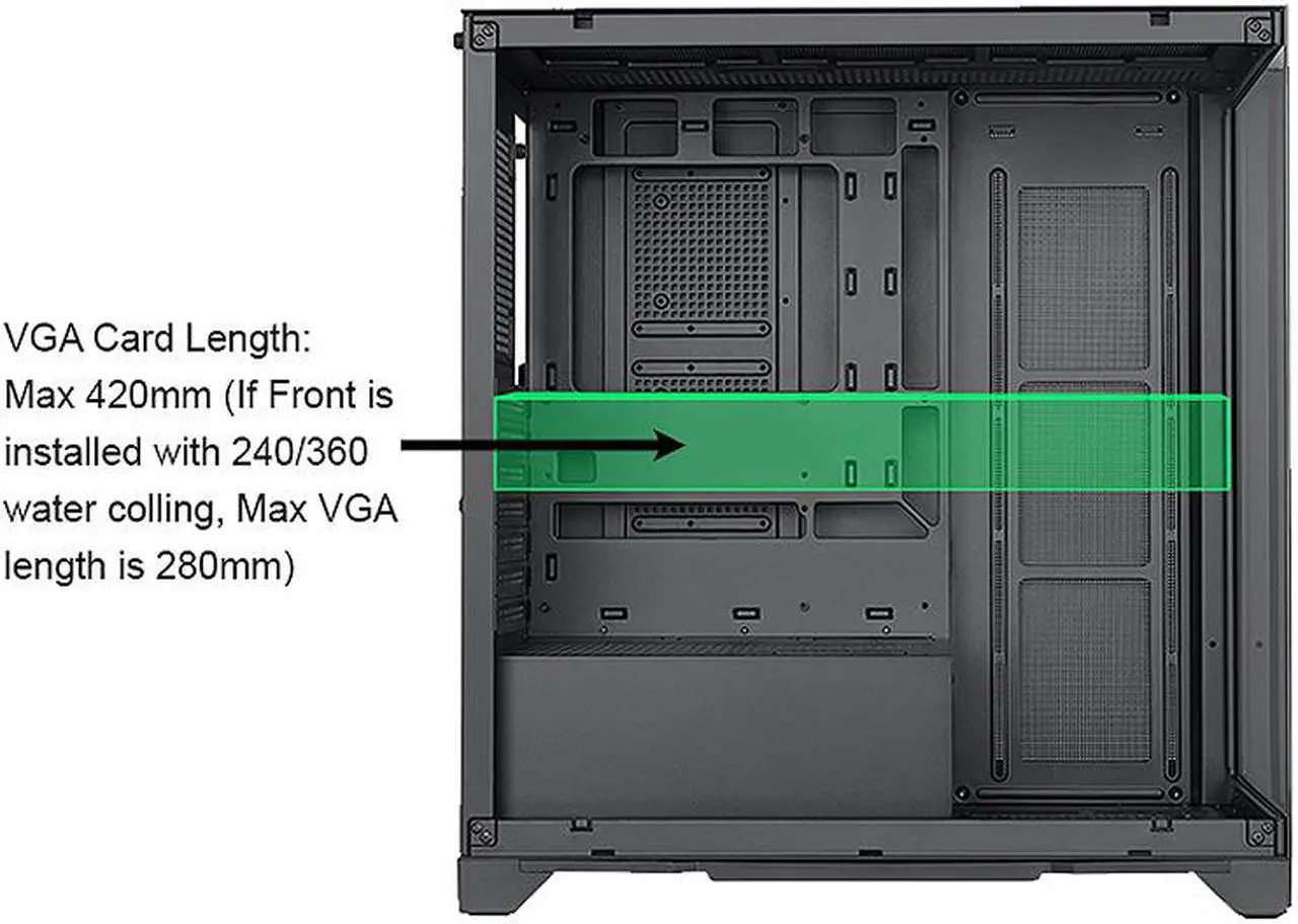 Alt view image 13 of 13 - Bgears b-Pellucid ATX Black Middle Tower ATX Tempered Glass Slim Mid Tower Crystal-Clear View with In?nity Tempered Glass Design
