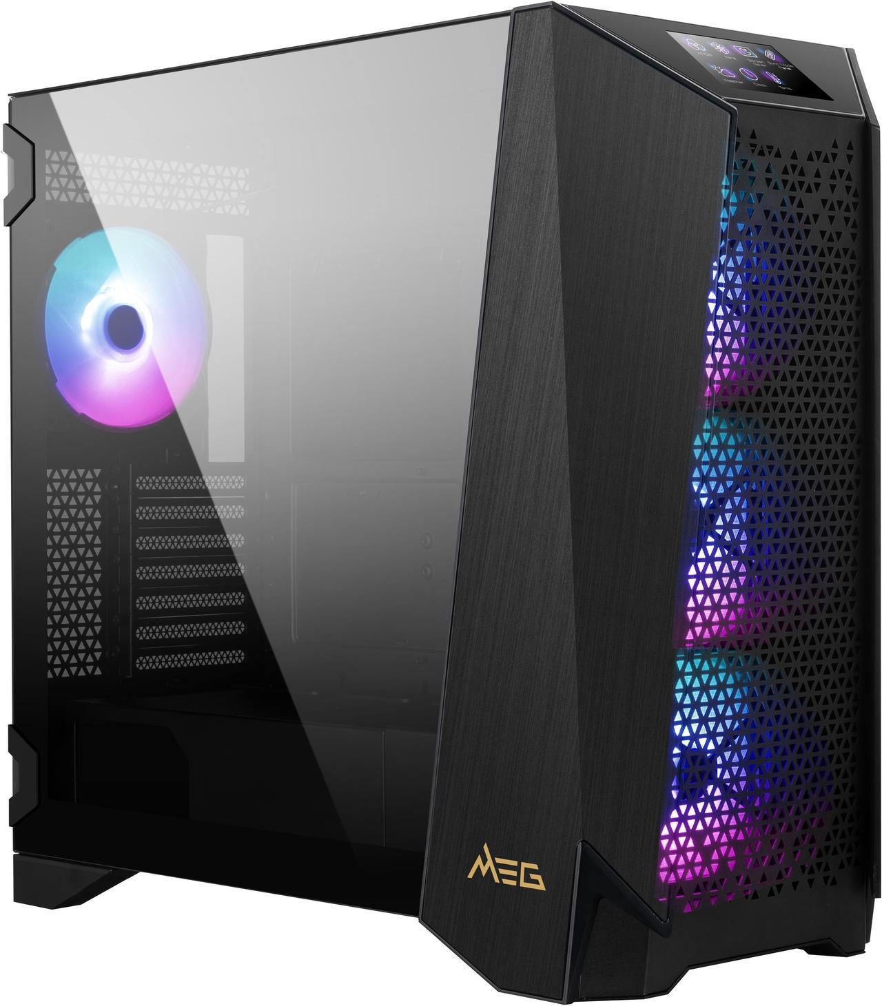 MSI MEG PROSPECT 700R Black Steel / Tempered Glass ATX Mid Tower Cases - 4 ARGB Fans - 4.3" Touch Panel