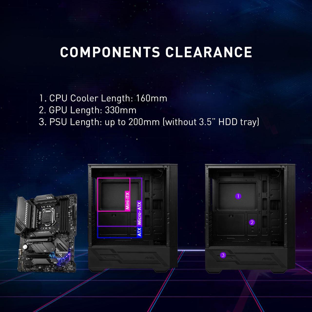 Alt view image 6 of 14 - MSI Mid-Tower PC Gaming Case – Tempered Glass Side Panel – 4 x 120mm aRGB Fan – Liquid Cooling Support up to 240mm Radiator x 1 – MAG Forge 112R