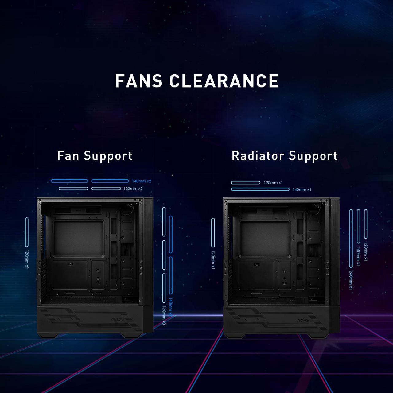 Alt view image 7 of 14 - MSI Mid-Tower PC Gaming Case – Tempered Glass Side Panel – 4 x 120mm aRGB Fan – Liquid Cooling Support up to 240mm Radiator x 1 – MAG Forge 112R