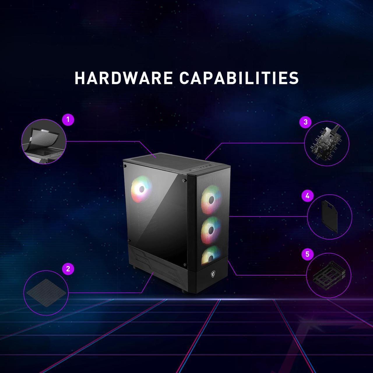 Alt view image 8 of 14 - MSI Mid-Tower PC Gaming Case – Tempered Glass Side Panel – 4 x 120mm aRGB Fan – Liquid Cooling Support up to 240mm Radiator x 1 – MAG Forge 112R