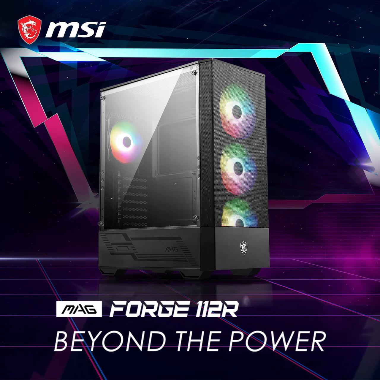 Alt view image 10 of 14 - MSI Mid-Tower PC Gaming Case – Tempered Glass Side Panel – 4 x 120mm aRGB Fan – Liquid Cooling Support up to 240mm Radiator x 1 – MAG Forge 112R