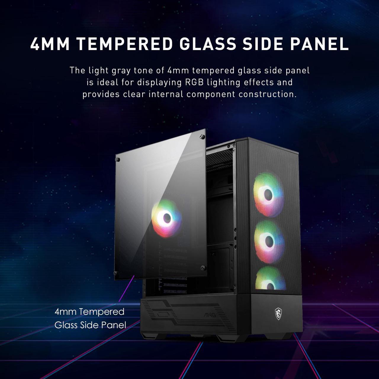 Alt view image 13 of 14 - MSI Mid-Tower PC Gaming Case – Tempered Glass Side Panel – 4 x 120mm aRGB Fan – Liquid Cooling Support up to 240mm Radiator x 1 – MAG Forge 112R