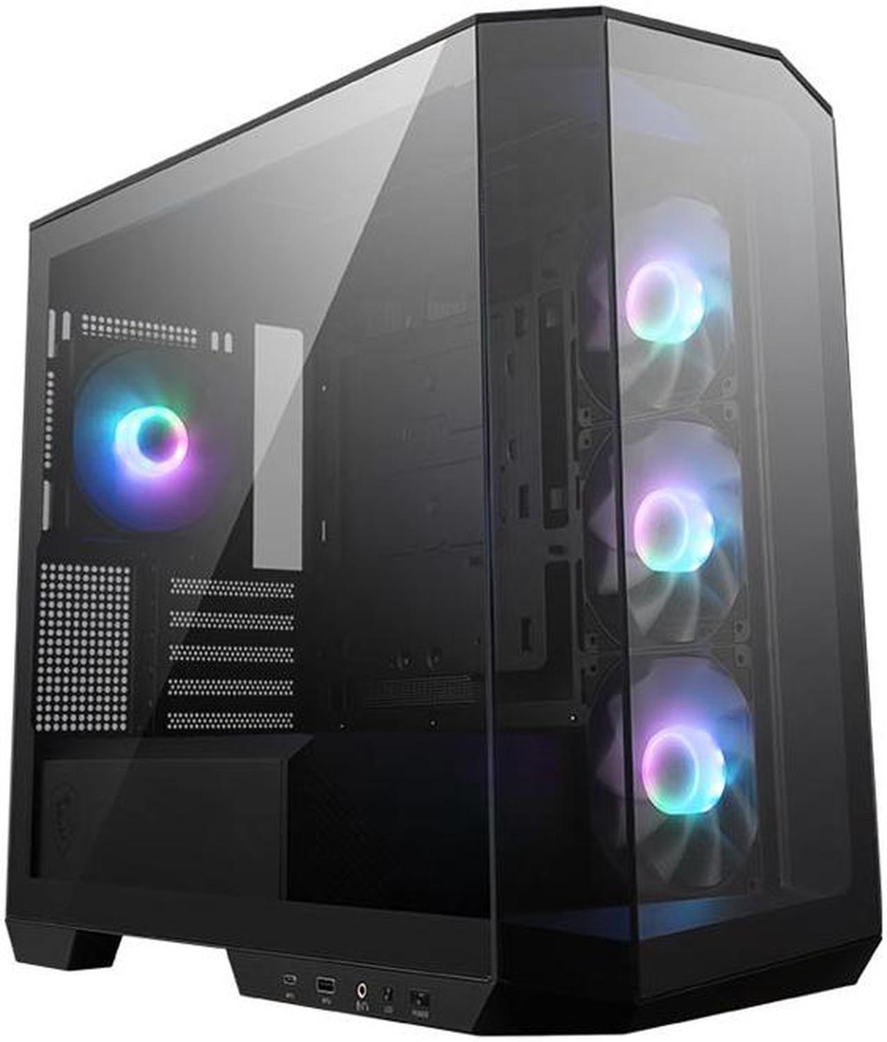 MSI MAG PANO M100R PZ Micro-ATX PC Case - Supports Back-Connect Motherboard, 4 ARGB Fans, Lighting Hub, GPU Support Stand, Dust Filters, USB Type-C (20Gbps), 270-degree Panoramic Display