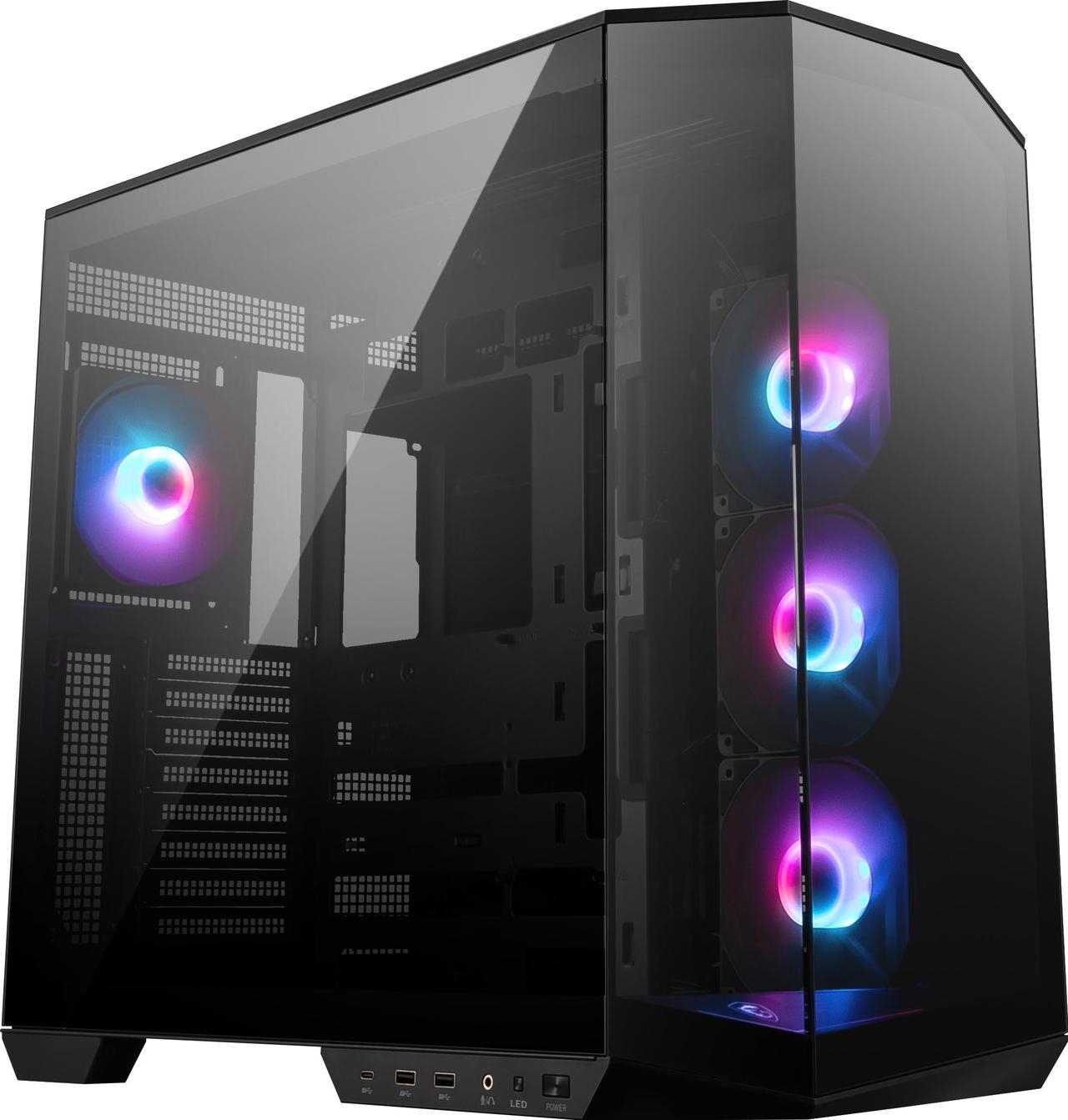 MSI MAG PANO 100R PZ Project Zero Mid Tower ATX Gaming Case, Tempered Glass, Support Back-Connect, 270-degree Panoramic Display, GPU Support Stand, 4 ARGB Fans