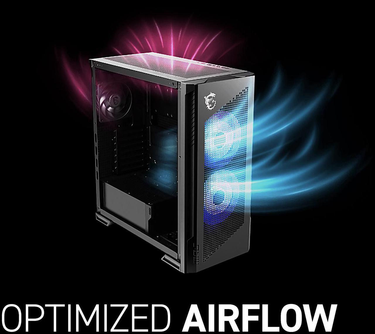 Alt view image 9 of 15 - MSI MPG Velox 300R Airflow PZ - Mid-Tower Gaming PC Case - Tempered Glass Side Panel - 2 x 160 mm Dual Layer Blades Fans - Liquid Cooling Support up to 360mm Radiator - Mesh Panel for Airflow