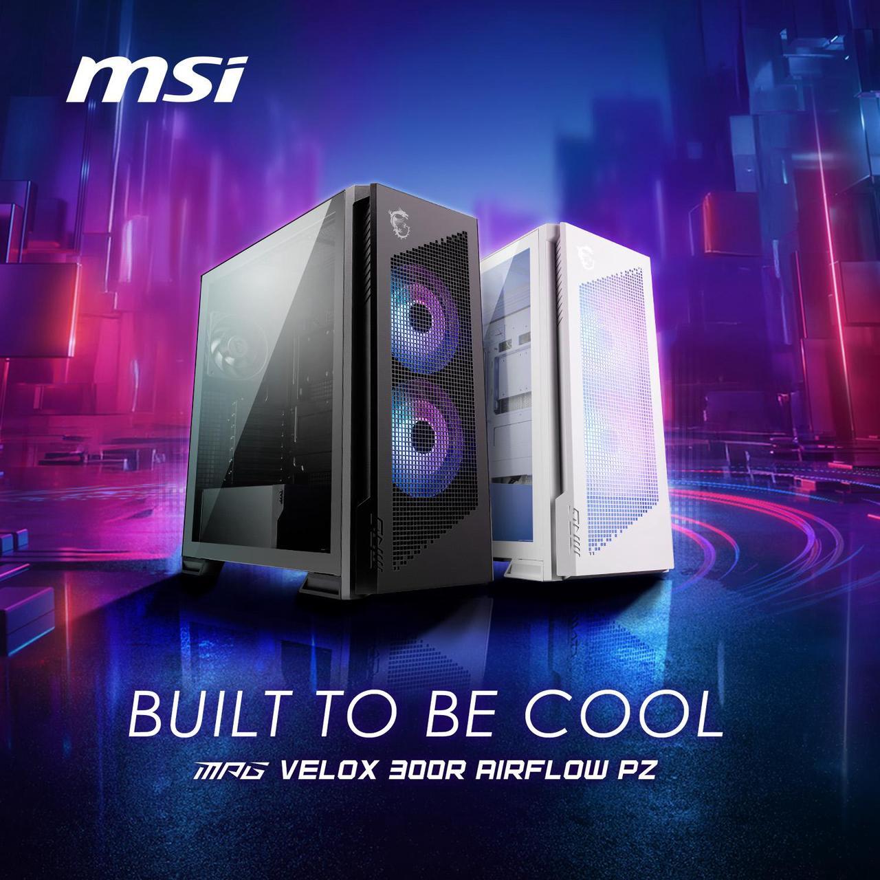 Alt view image 16 of 15 - MSI MPG Velox 300R Airflow PZ - Mid-Tower Gaming PC Case - Tempered Glass Side Panel - 2 x 160 mm Dual Layer Blades Fans - Liquid Cooling Support up to 360mm Radiator - Mesh Panel for Airflow