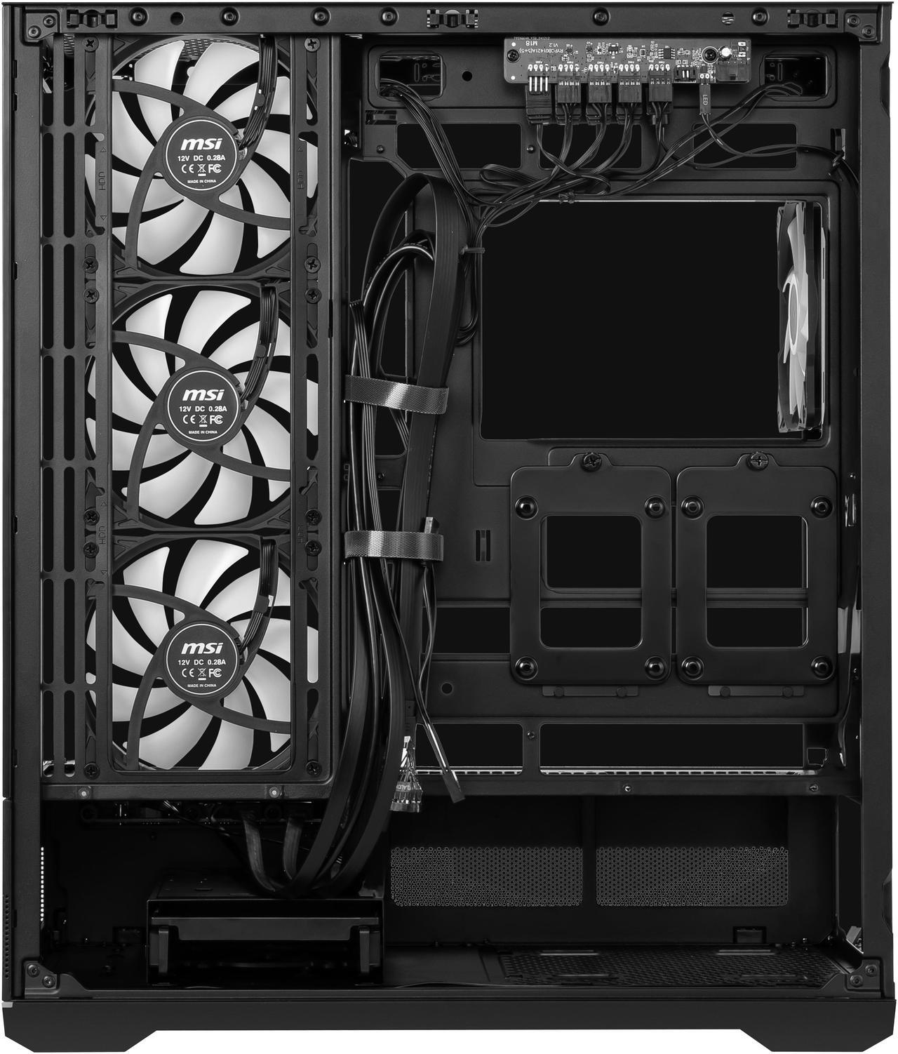 Alt view image 16 of 17 - MSI MAG PANO 110R PZ - Mid-Tower Gaming PC Case - Tempered Glass Side Panel - 4 x 120mm ARGB Fans - Liquid Cooling Support up to 360mm Radiator - Mesh Panel for Optimized Airflow