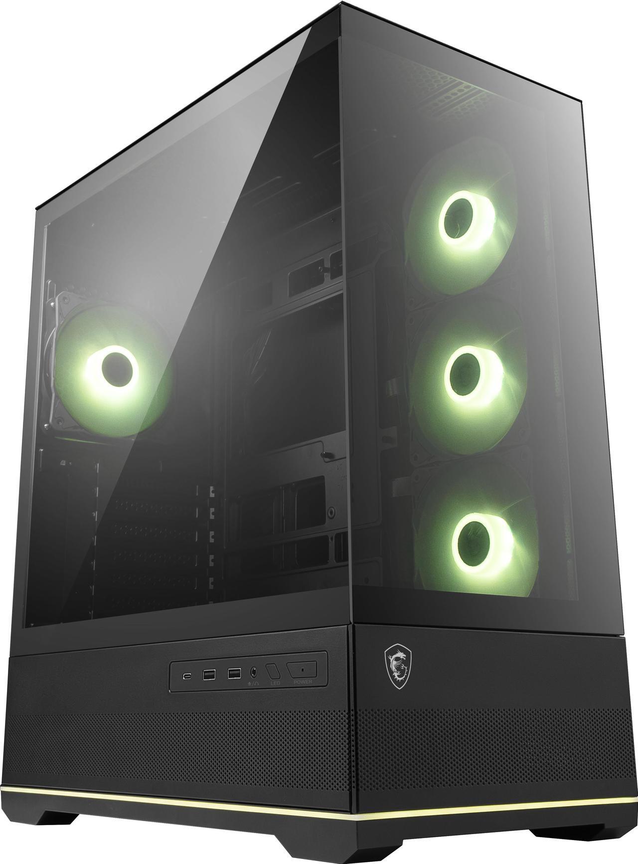 Alt view image 3 of 17 - MSI MAG PANO 110R PZ - Mid-Tower Gaming PC Case - Tempered Glass Side Panel - 4 x 120mm ARGB Fans - Liquid Cooling Support up to 360mm Radiator - Mesh Panel for Optimized Airflow