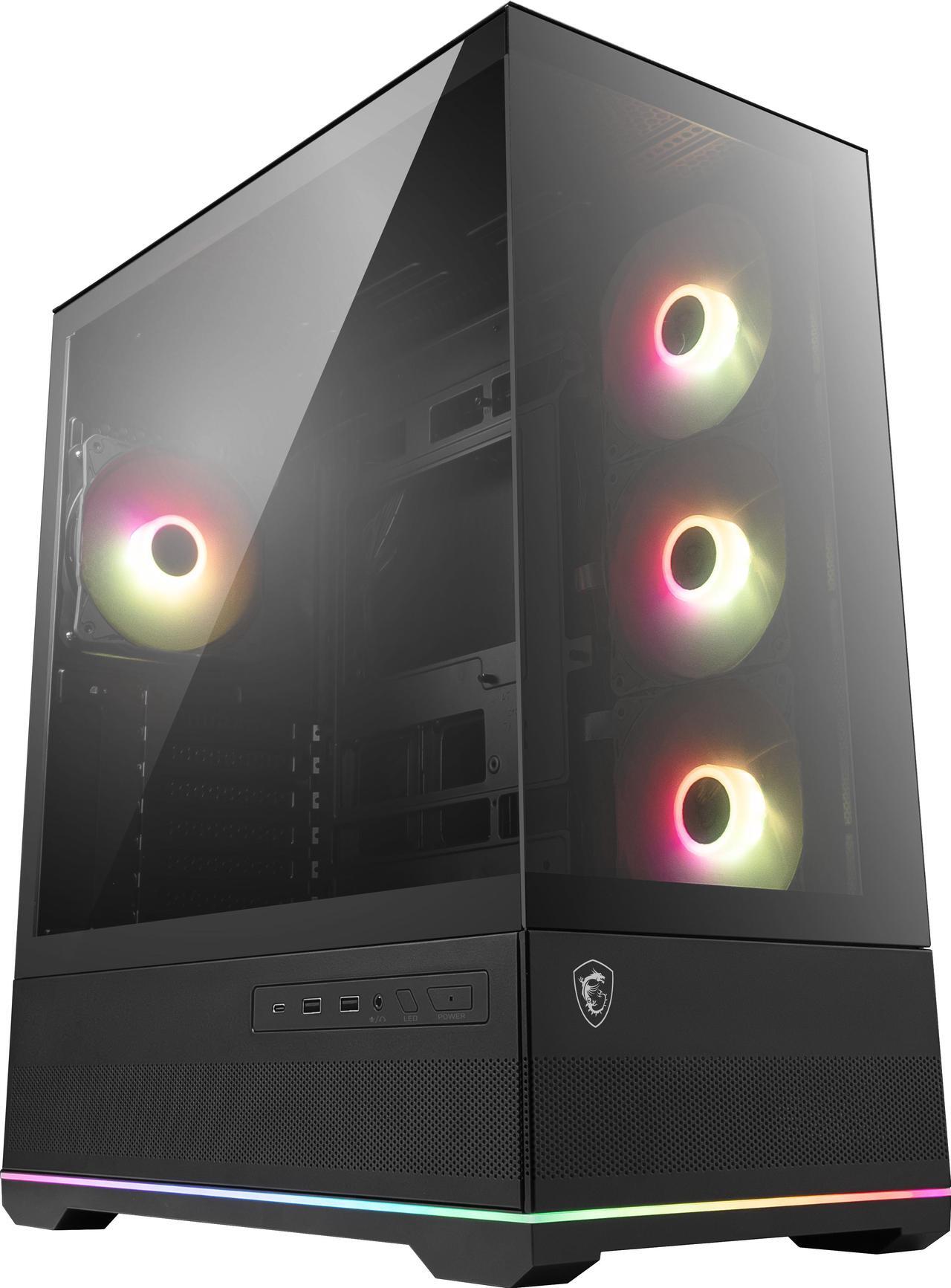 Alt view image 2 of 17 - MSI MAG PANO 110R PZ - Mid-Tower Gaming PC Case - Tempered Glass Side Panel - 4 x 120mm ARGB Fans - Liquid Cooling Support up to 360mm Radiator - Mesh Panel for Optimized Airflow