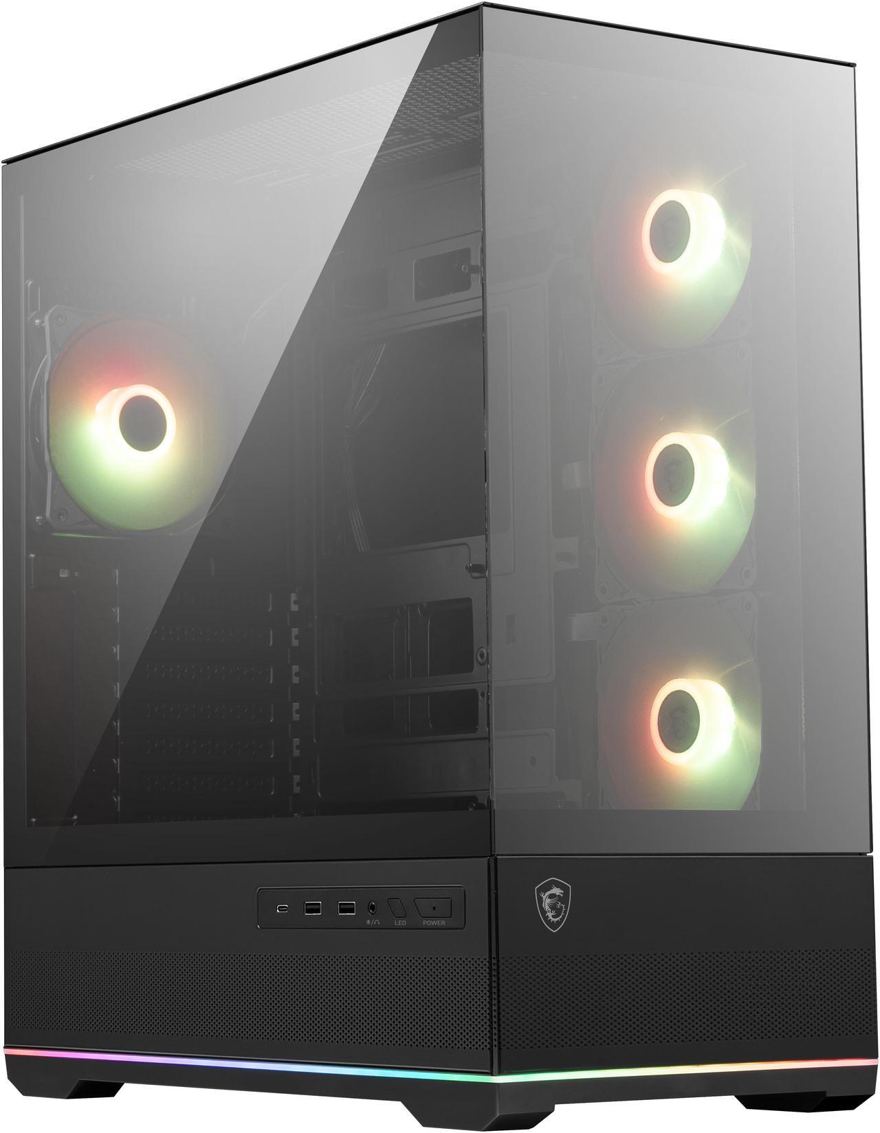 Alt view image 4 of 17 - MSI MAG PANO 110R PZ - Mid-Tower Gaming PC Case - Tempered Glass Side Panel - 4 x 120mm ARGB Fans - Liquid Cooling Support up to 360mm Radiator - Mesh Panel for Optimized Airflow