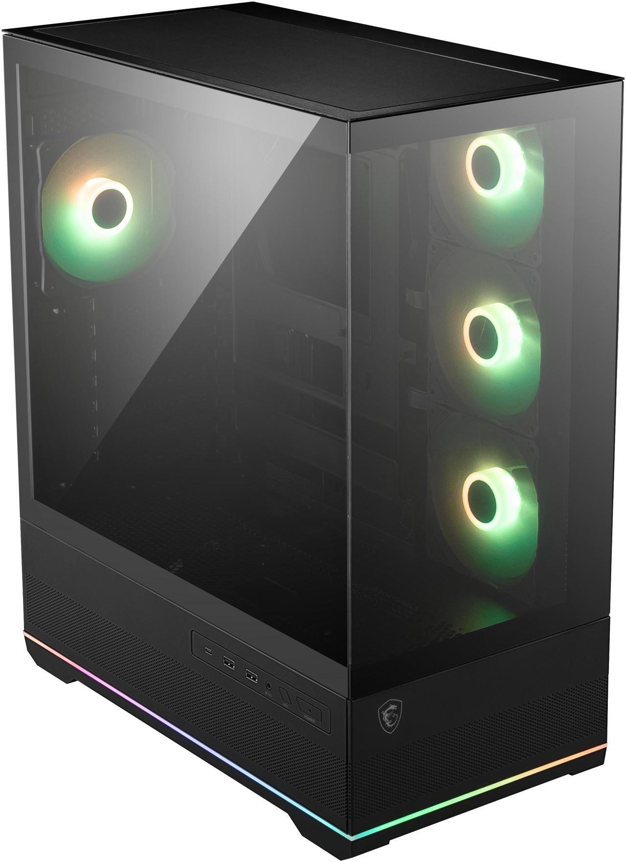 Alt view image 11 of 17 - MSI MAG PANO 110R PZ - Mid-Tower Gaming PC Case - Tempered Glass Side Panel - 4 x 120mm ARGB Fans - Liquid Cooling Support up to 360mm Radiator - Mesh Panel for Optimized Airflow