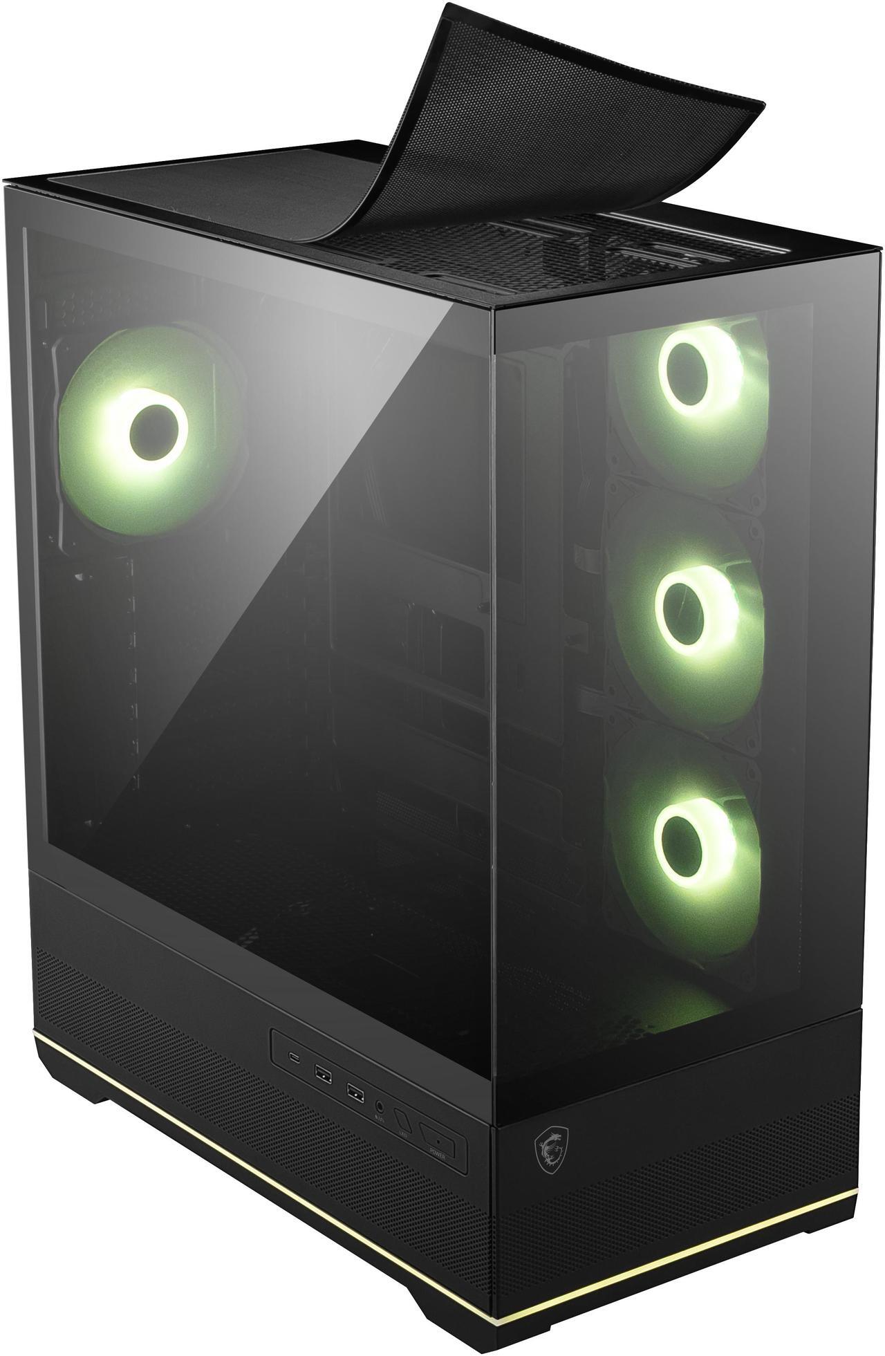 Alt view image 12 of 17 - MSI MAG PANO 110R PZ - Mid-Tower Gaming PC Case - Tempered Glass Side Panel - 4 x 120mm ARGB Fans - Liquid Cooling Support up to 360mm Radiator - Mesh Panel for Optimized Airflow