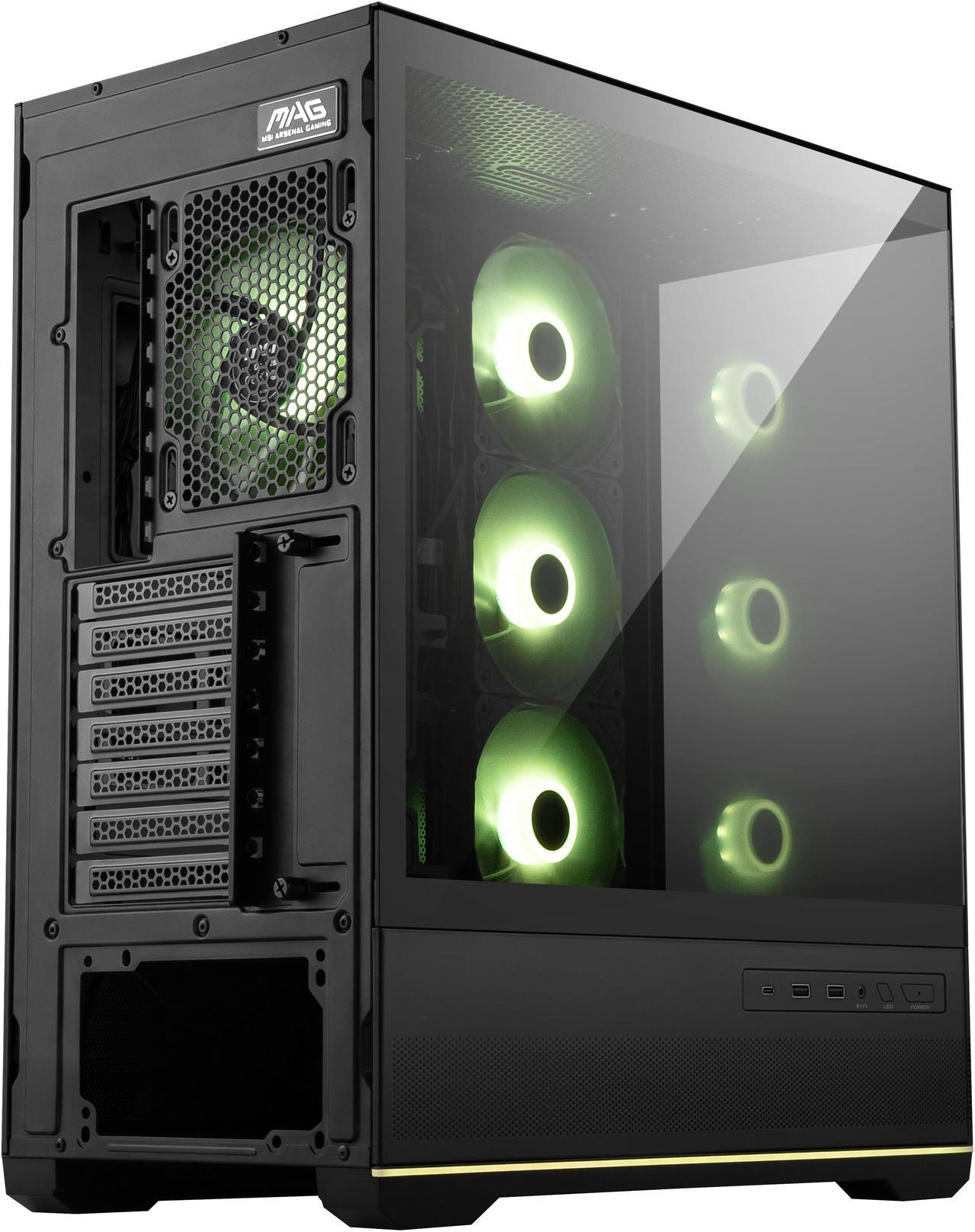 Alt view image 13 of 17 - MSI MAG PANO 110R PZ - Mid-Tower Gaming PC Case - Tempered Glass Side Panel - 4 x 120mm ARGB Fans - Liquid Cooling Support up to 360mm Radiator - Mesh Panel for Optimized Airflow