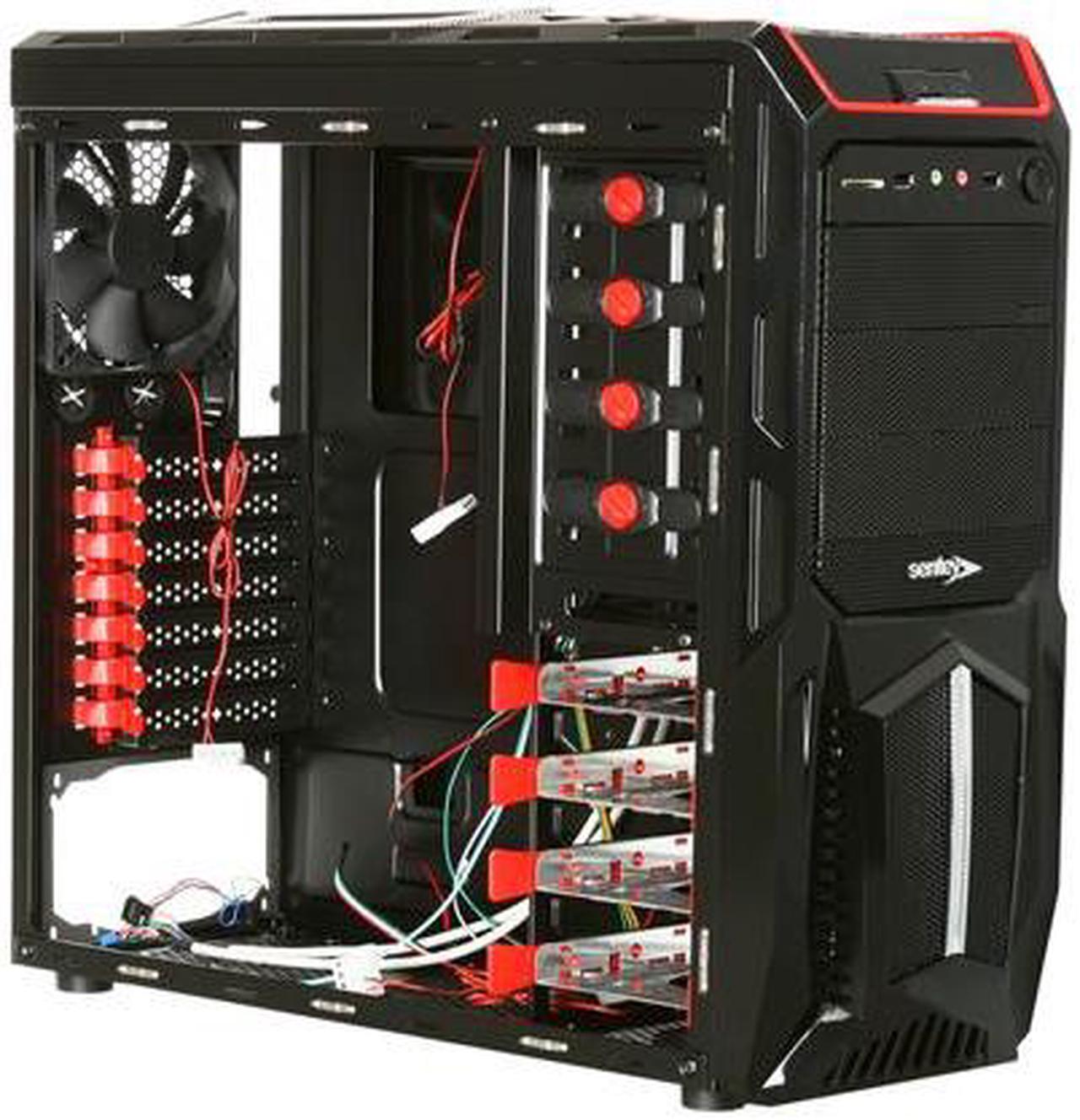 Alt view image 7 of 10 - Sentey Optimus Extreme Division Tower Case - RED 3 x LED FAN / 1 120mm Rear FAN /2 x USB / Card Rdr / Fan Control /4 x Removable Bays / Screwless