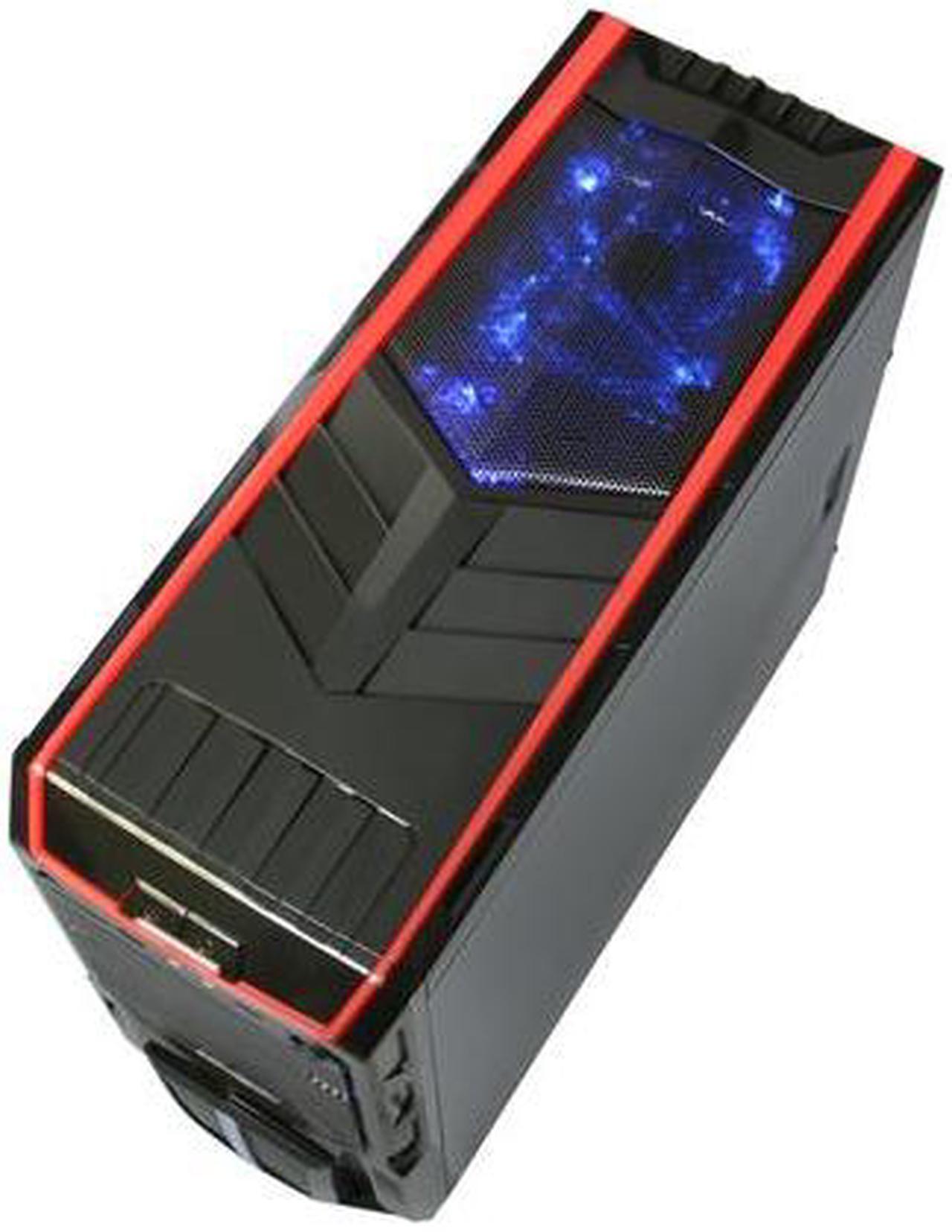 Alt view image 8 of 10 - Sentey Optimus Extreme Division Tower Case - RED 3 x LED FAN / 1 120mm Rear FAN /2 x USB / Card Rdr / Fan Control /4 x Removable Bays / Screwless