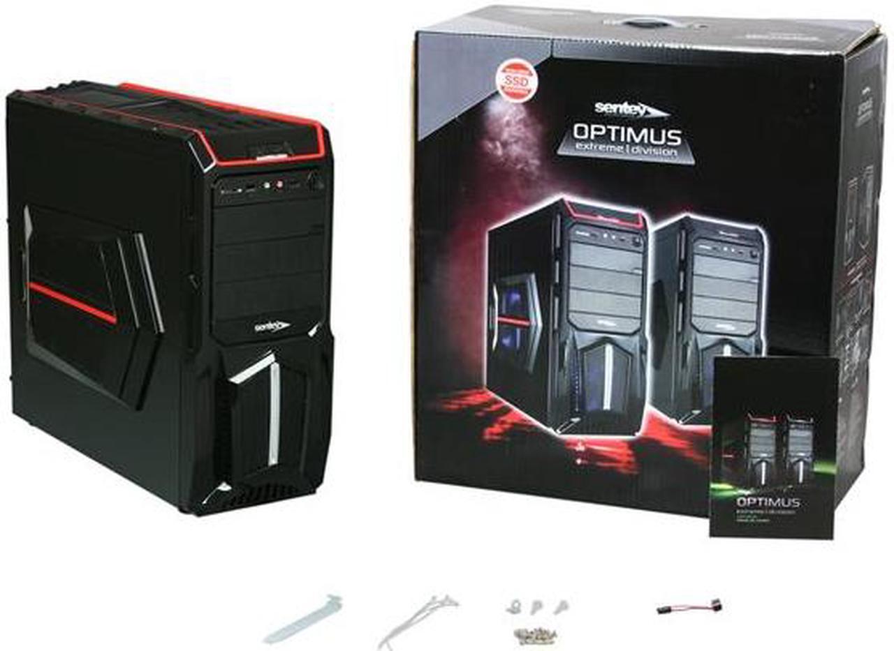 Alt view image 10 of 10 - Sentey Optimus Extreme Division Tower Case - RED 3 x LED FAN / 1 120mm Rear FAN /2 x USB / Card Rdr / Fan Control /4 x Removable Bays / Screwless