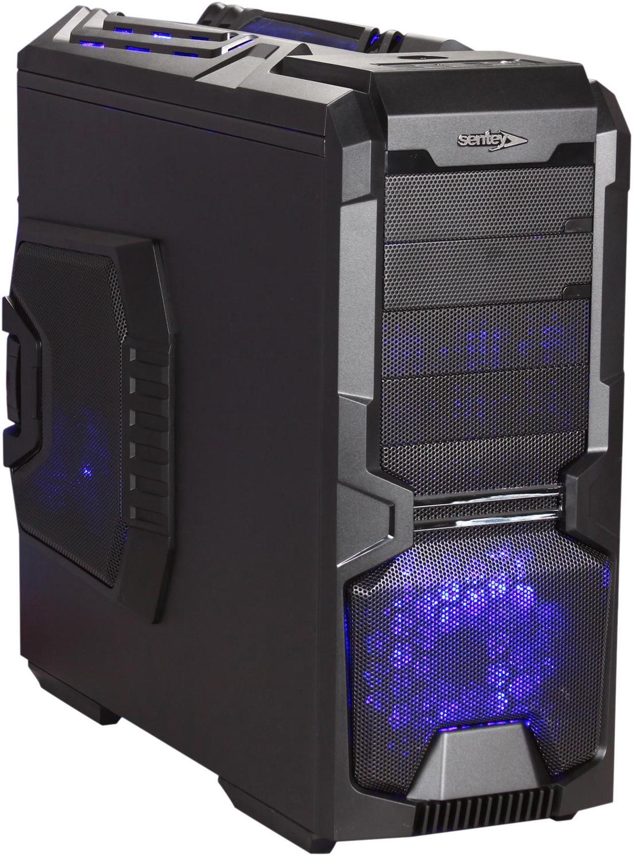 Sentey Extreme Division GS-6600 Wolf Black 1mm SECC ATX Full Tower Computer Case with 2 x USB 3.0, 6 x LED Fans Included, Tool-Less