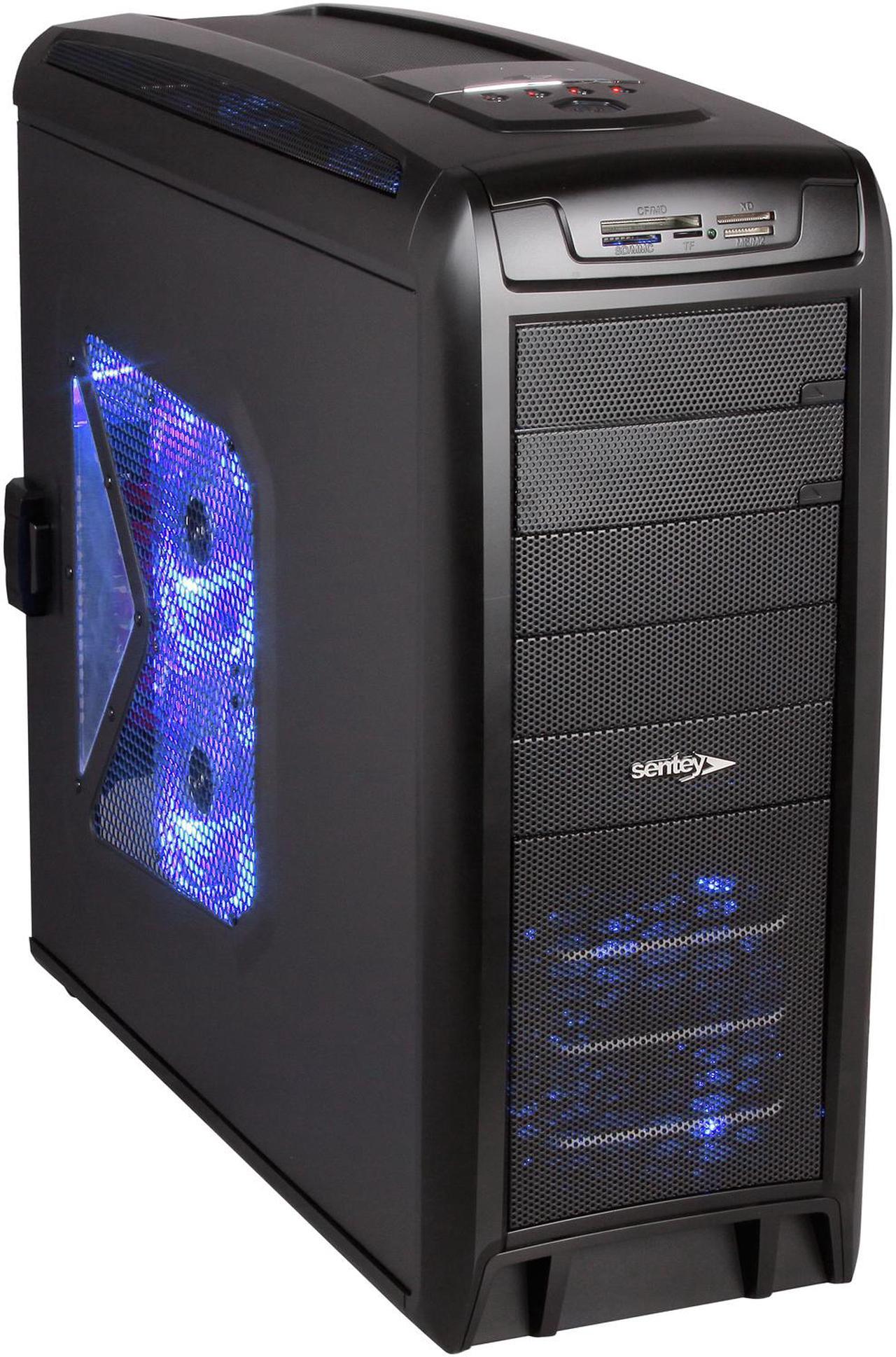 Sentey Extreme Division GS-6410 Arvina Plus Black 1mm SECC ATX Full Tower Computer Case, 1 x USB 3.0, 6 x LED Fans Included, Tool-Less, Multi-Card Reader