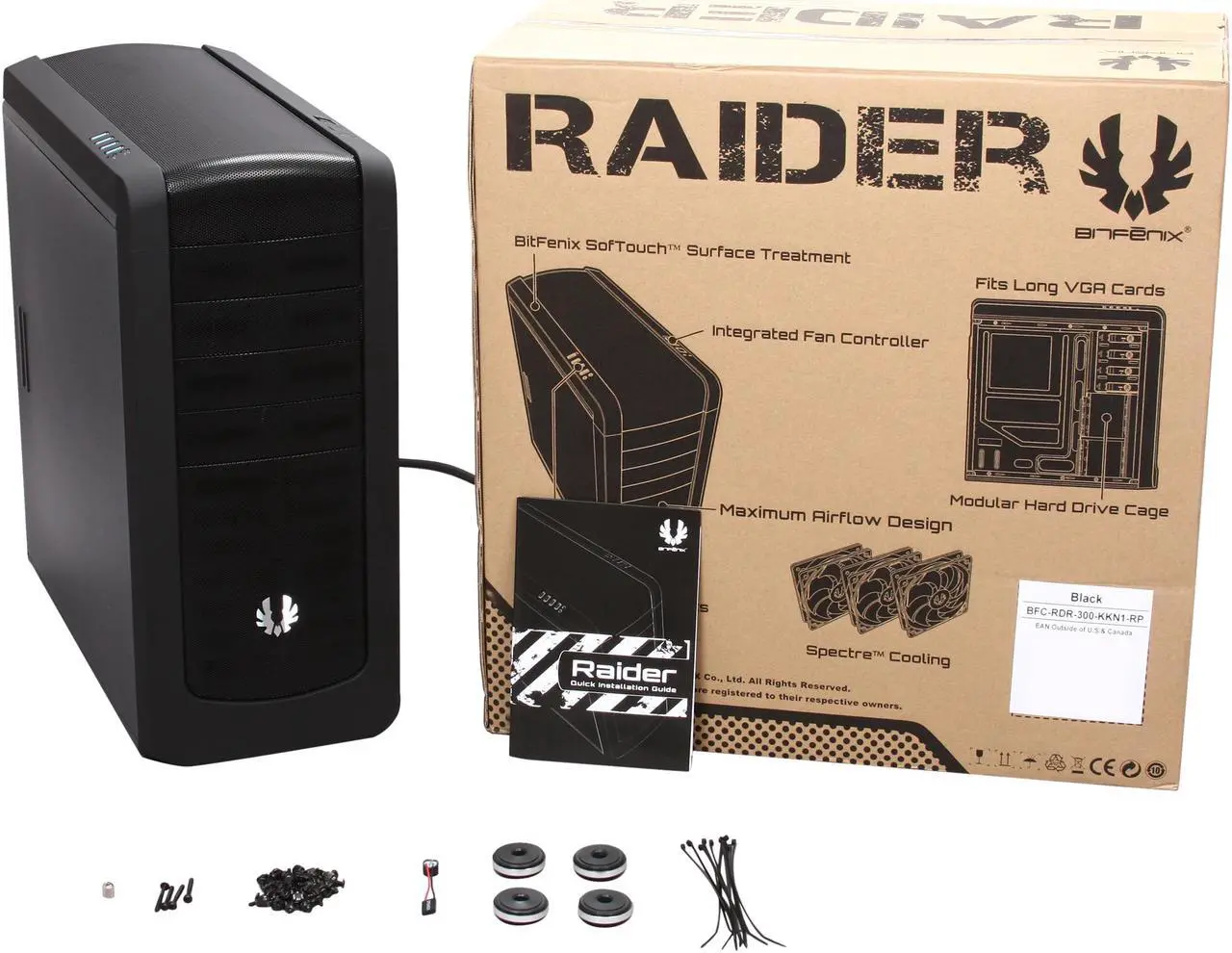 Alt view image 10 of 10 - BitFenix Raider Black Steel / Plastic ATX Mid Tower Computer Case