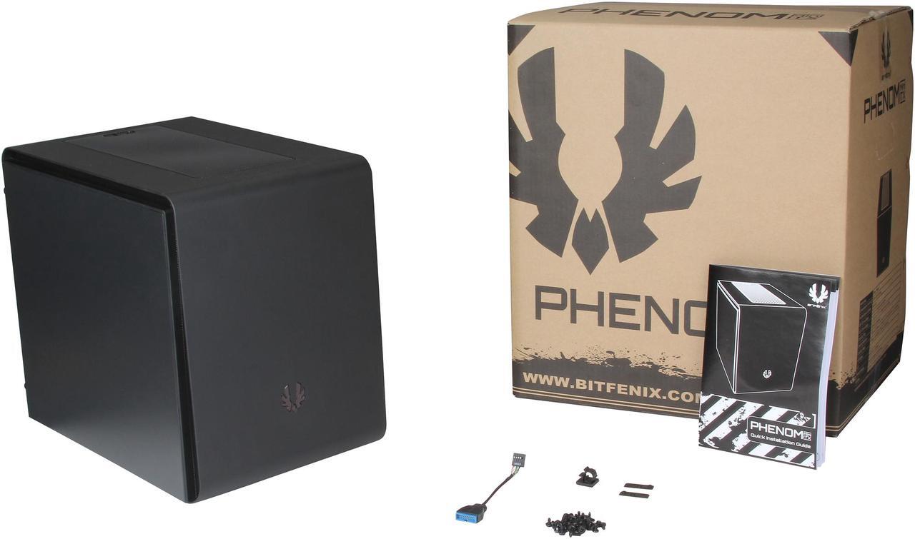 Alt view image 9 of 9 - BitFenix Phenom BFC-PHE-300-KKXKK-RP Midnight Black Steel / Plastic Mini-ITX Tower Computer Case